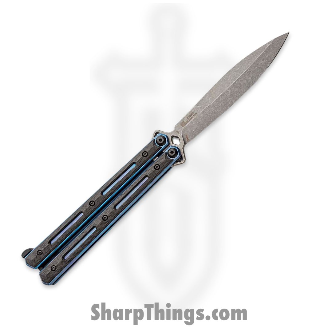 Kershaw - 5150CF - Lucha - Balisong - CPM 20CV Working Spear Point - Titanium Carbon Fiber Overlay - Black|Blue - Image 2