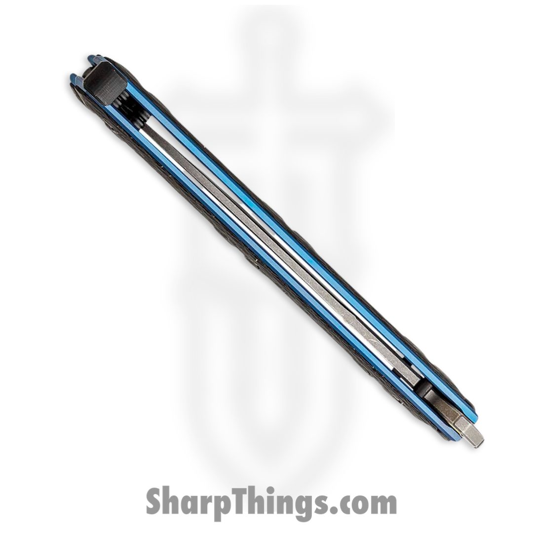 Kershaw - 5150CF - Lucha - Balisong - CPM 20CV Working Spear Point - Titanium Carbon Fiber Overlay - Black|Blue - Image 6