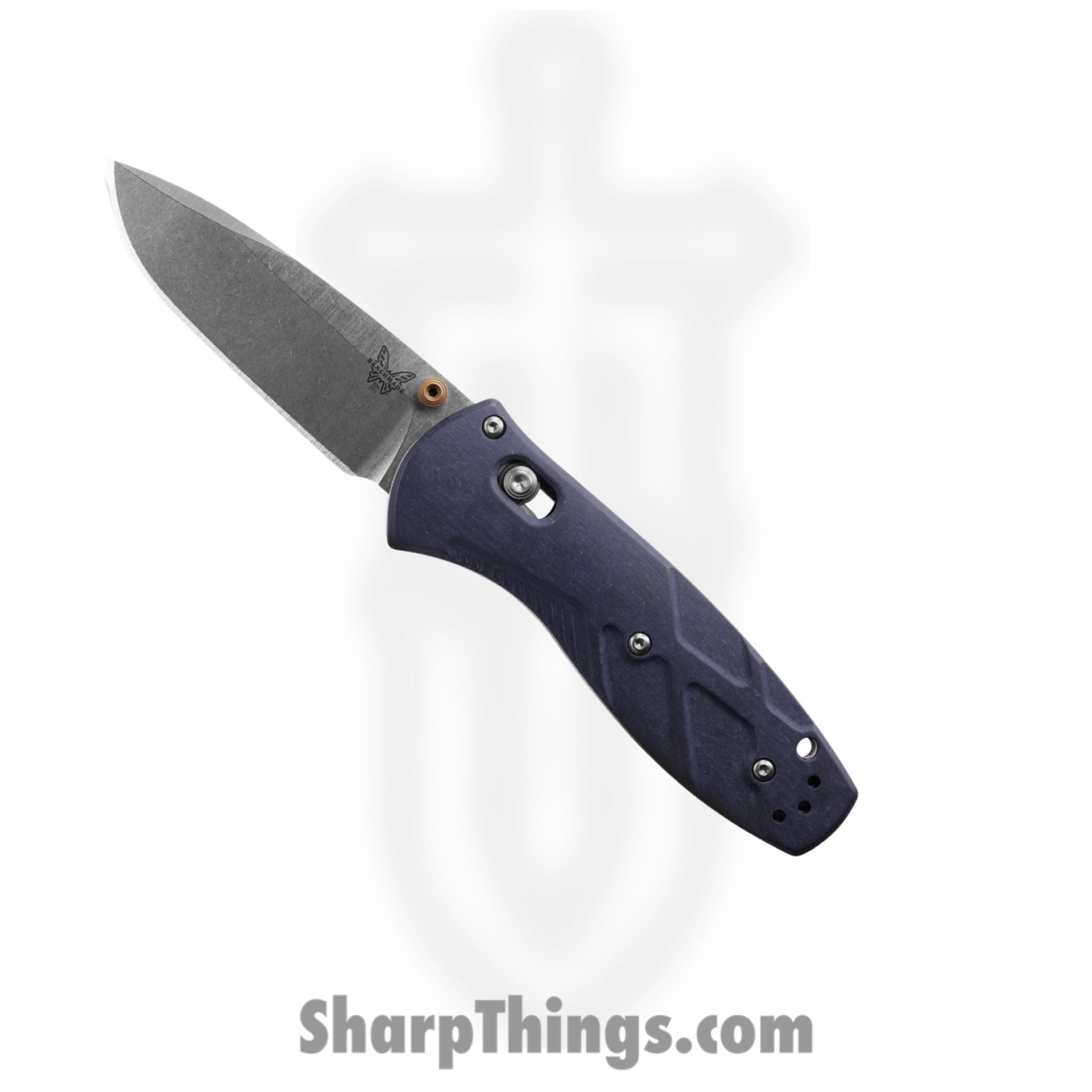 Benchmade - 585-03 - Mini Barrage - Assisted Open Knife - CPM-S30V Satin Drop Point - Valox - Blue Canyon