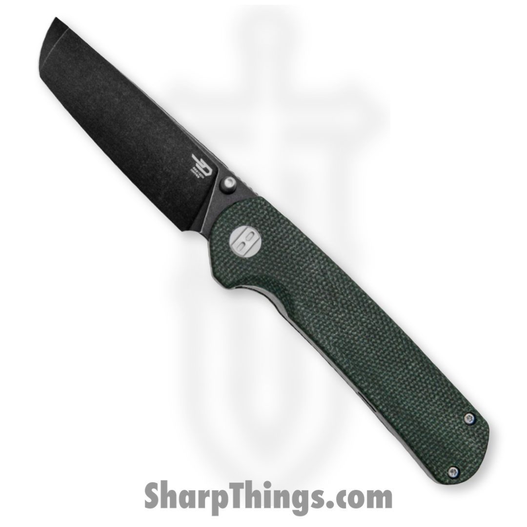 Bestech Knives - BTKG31B2 - Sledgehammer Linerlock - Folding Knife - D2 Black Stonewashed Tanto - Micarta - Green