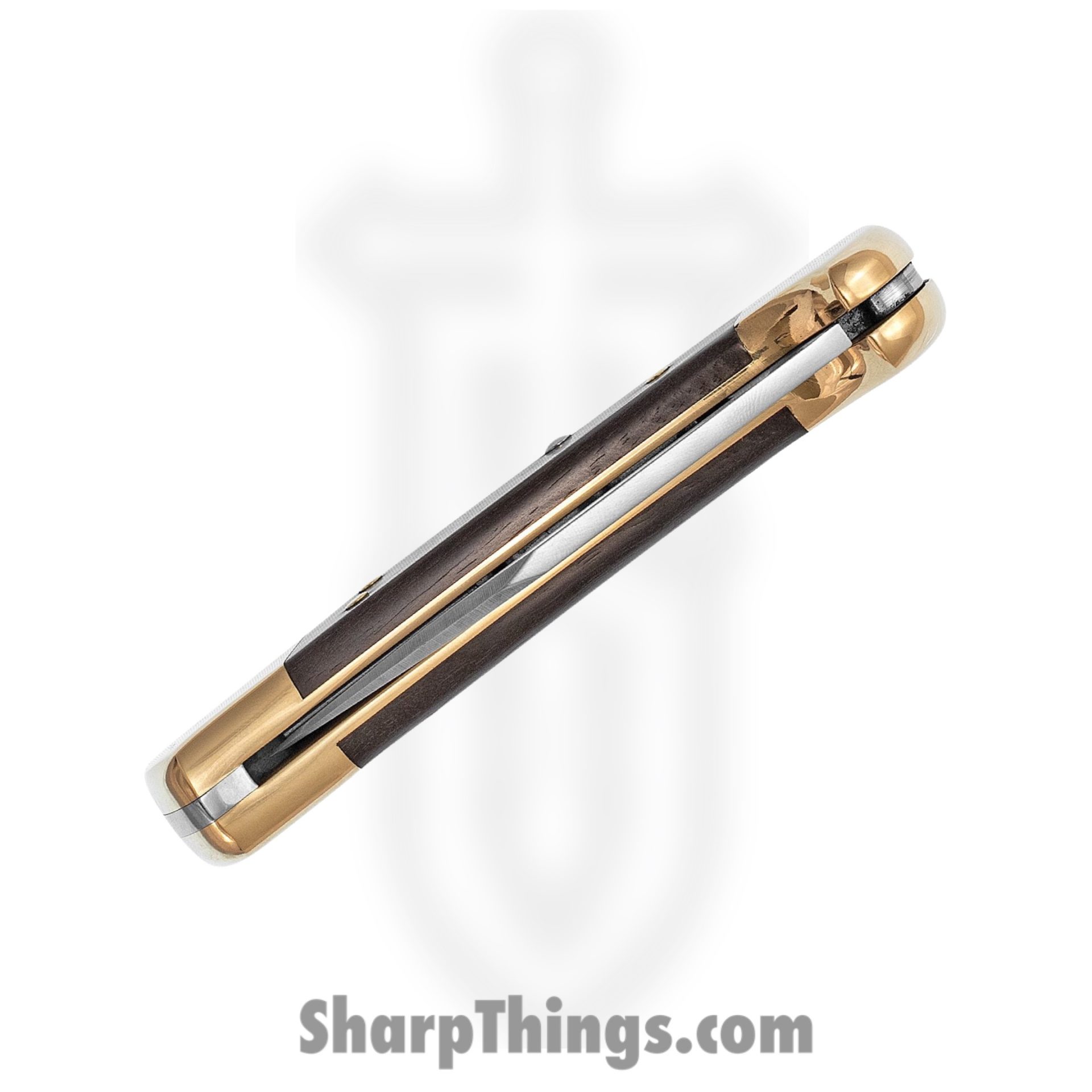 Buck - BU112 - Ranger Lockback - Folding Knife - 420HC Satin Clip Point - Crelicam Ebony Wood With Brass Bolsters - Brown Brass - Image 5