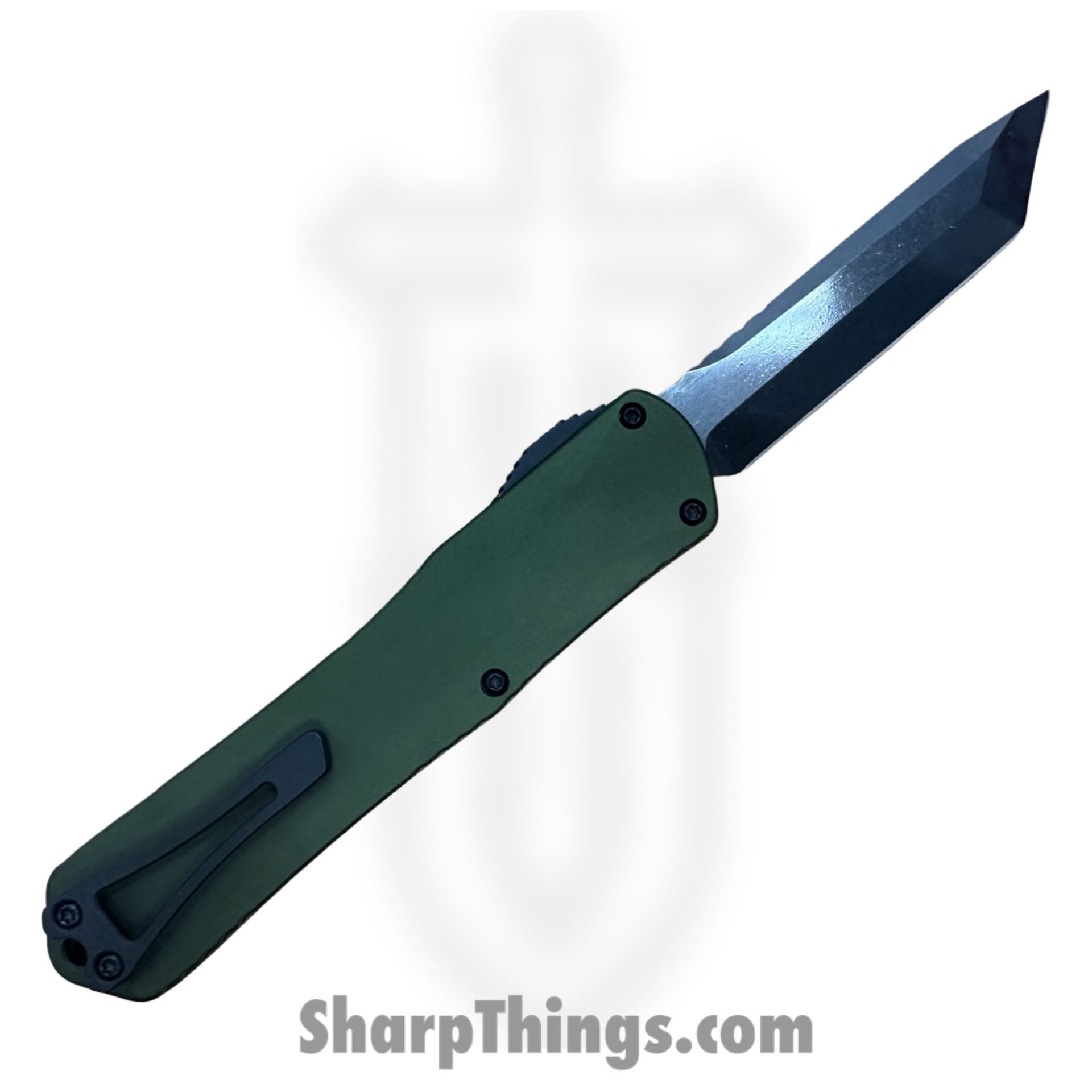 Heretic Knives - H031-6A-GRN - Manticore X - OTF Auto - Magnacut DLC Tanto - 6061 T6 Aluminum - OD Green - Image 2