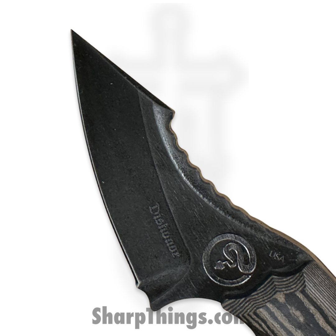 Dishonor Blades - DB-Dyer-FB-BLKR - Chimera Edc - Fixed Blade Knife - Uddeholm Rigor (A2) Flat Black Coated Mod. Wharncliffe - Richlite - Black - Image 6