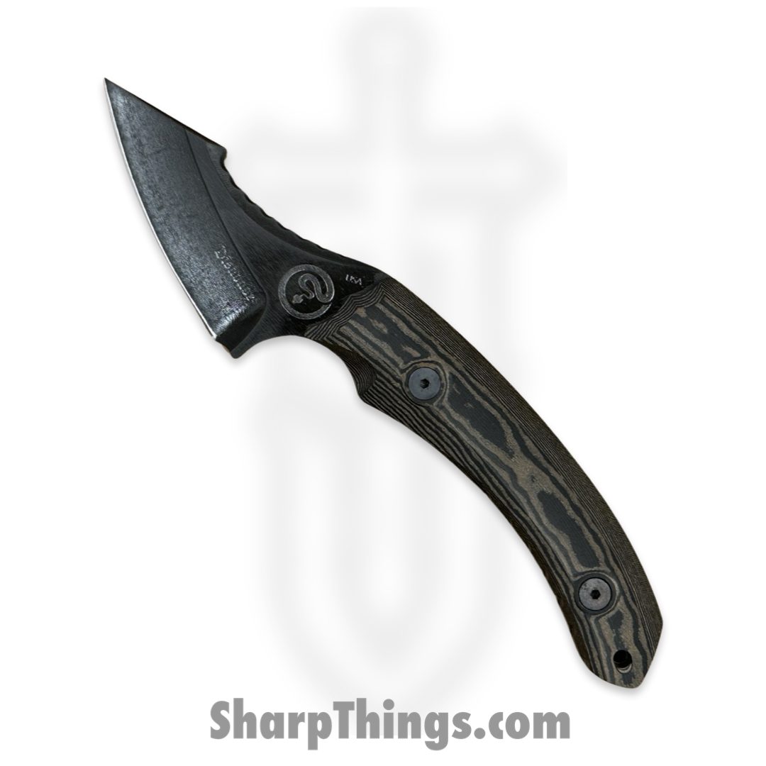 Dishonor Blades - DB-Dyer-FB-BLKR - Chimera Edc - Fixed Blade Knife - Uddeholm Rigor (A2) Flat Black Coated Mod. Wharncliffe - Richlite - Black