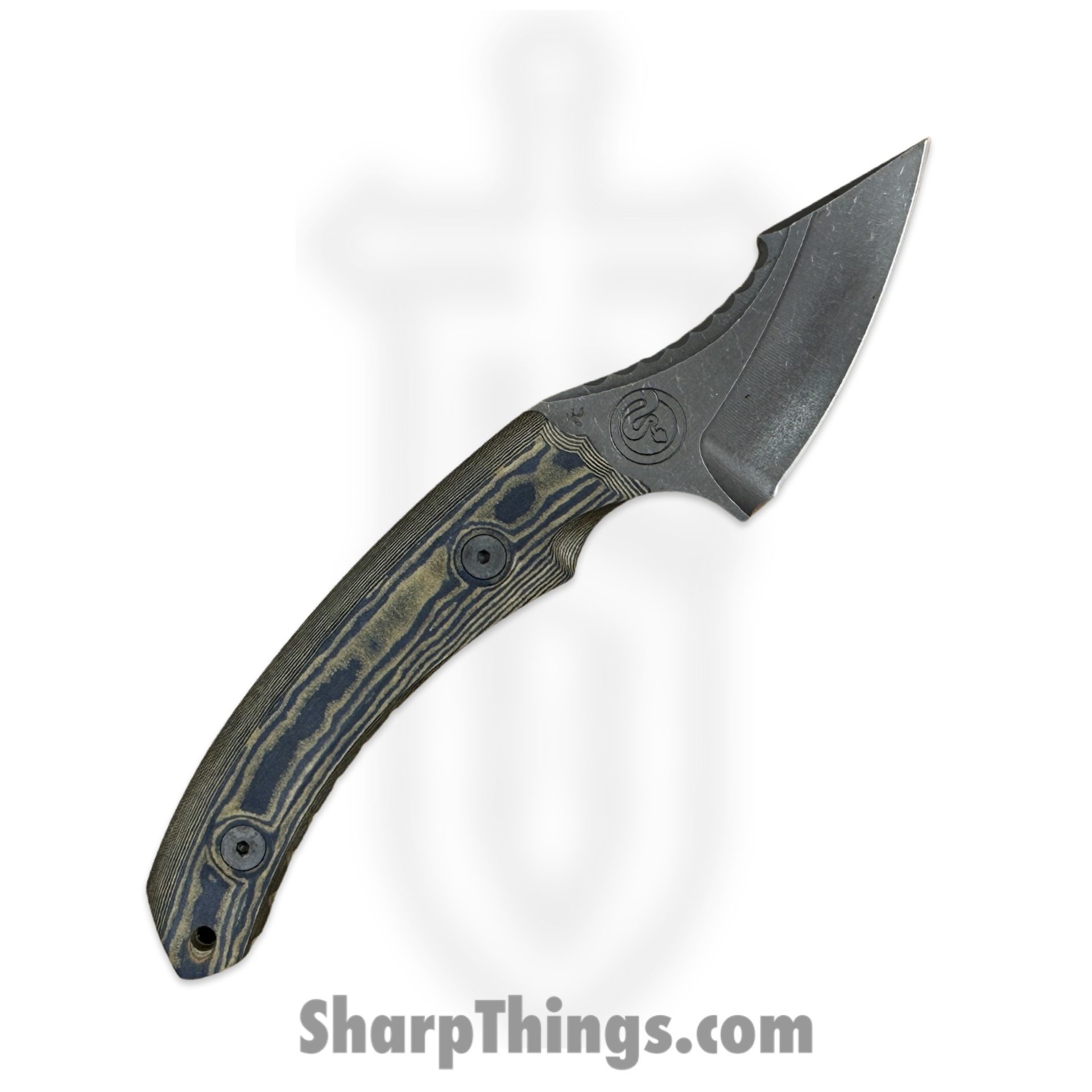 Dishonor Blades - DB-Fjord-LS-BLR - Chimera Edc - Fixed Blade Knife - Uddeholm Rigor (A2) Coated Light Stonewash Mod. Wharncliffe - Richlite - Blue - Image 2