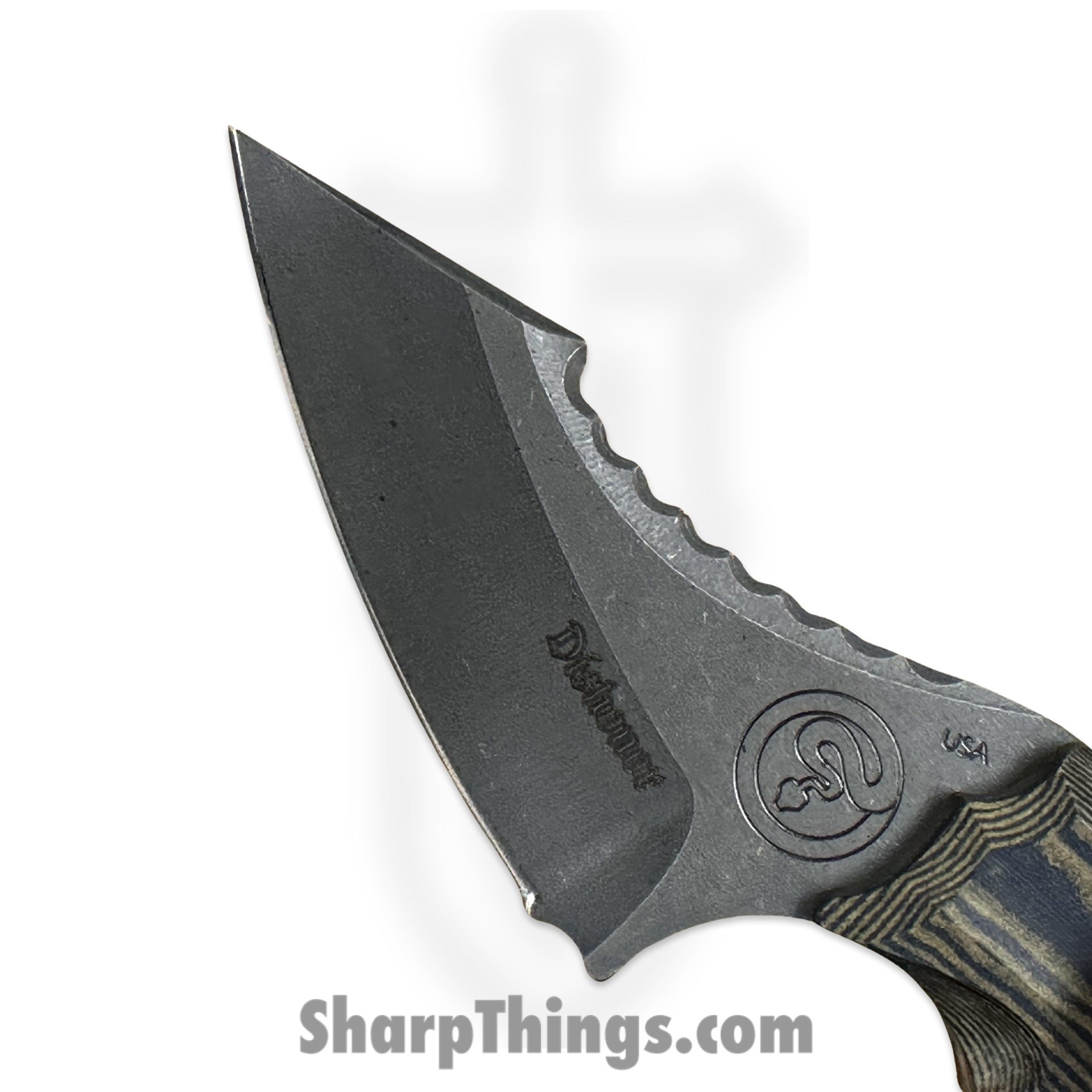 Dishonor Blades - DB-Fjord-LS-BLR - Chimera Edc - Fixed Blade Knife - Uddeholm Rigor (A2) Coated Light Stonewash Mod. Wharncliffe - Richlite - Blue - Image 3