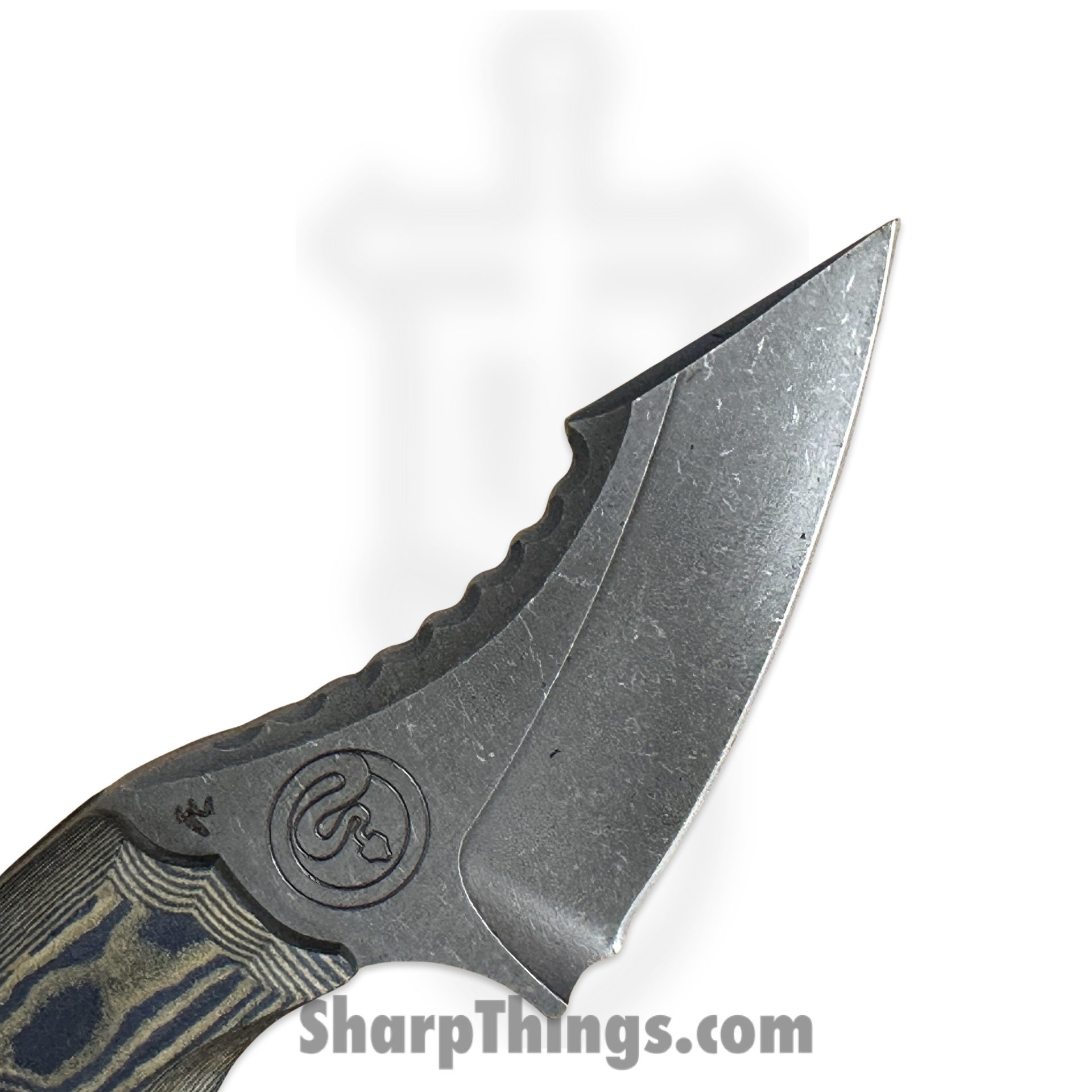 Dishonor Blades - DB-Fjord-LS-BLR - Chimera Edc - Fixed Blade Knife - Uddeholm Rigor (A2) Coated Light Stonewash Mod. Wharncliffe - Richlite - Blue - Image 4