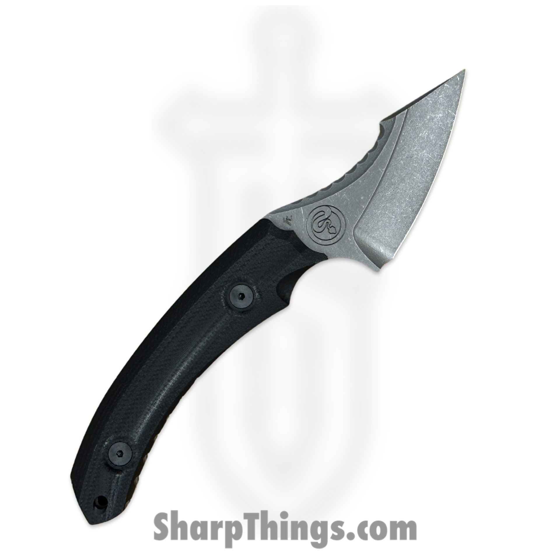 Dishonor Blades - DB-C7-LS-BLK - Chimera Edc - Fixed Blade Knife - Uddeholm Rigor (A2) Coated Light Stonewash Mod. Wharncliffe - G10 - Black - Image 2