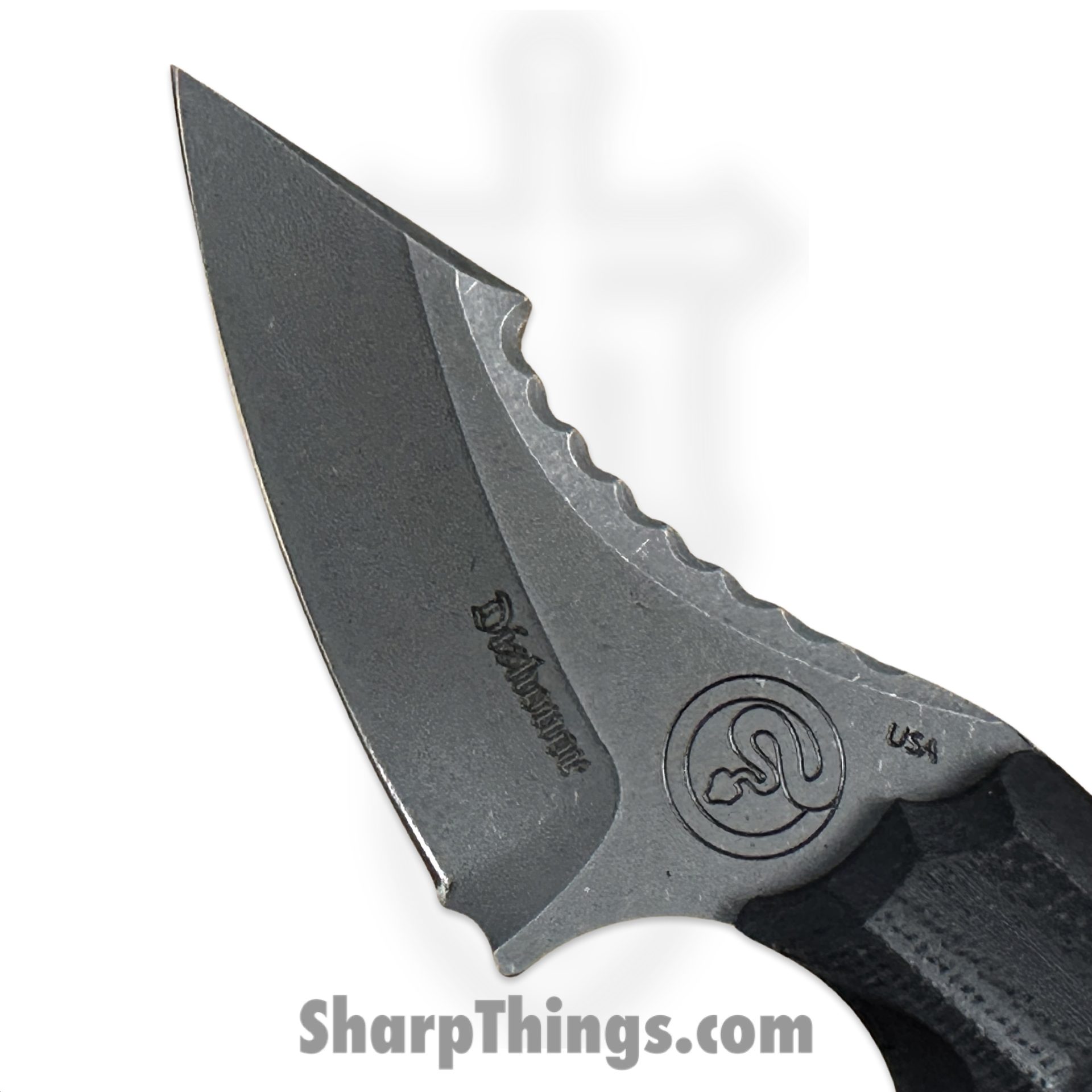 Dishonor Blades - DB-C7-LS-BLK - Chimera Edc - Fixed Blade Knife - Uddeholm Rigor (A2) Coated Light Stonewash Mod. Wharncliffe - G10 - Black - Image 3