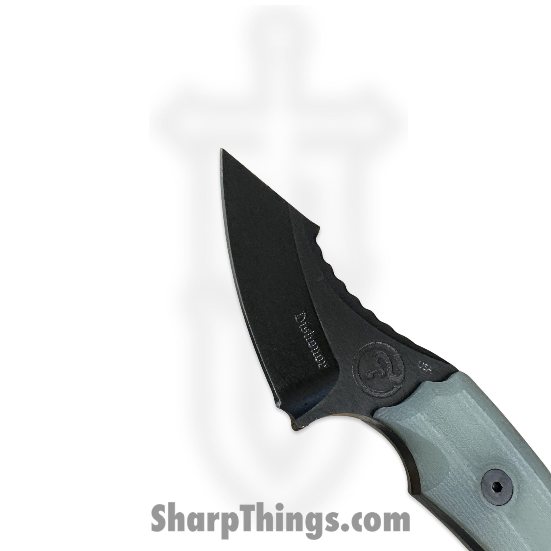 Dishonor Blades - DB-Nephrite-FB-Jade - Chimera Edc - Fixed Blade Knife - Uddeholm Rigor (A2) Flat Black Coated Mod. Wharncliffe - G10 - Jade - Image 3
