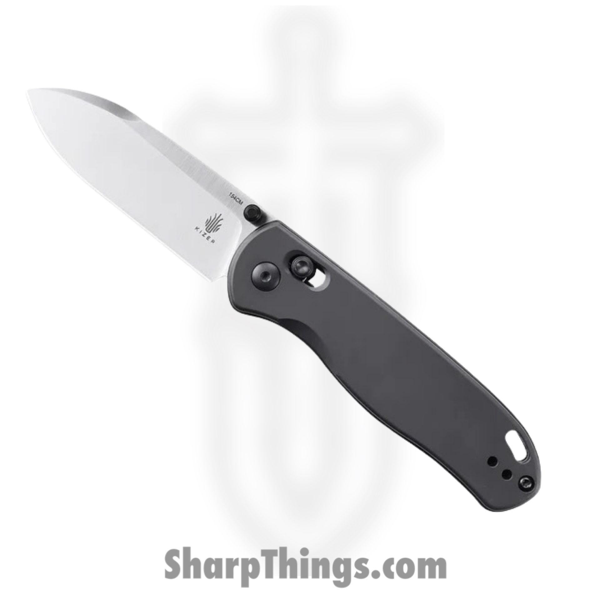 Kizer Cutlery - KIV3619C1 - Drop Bear - Folding Knife - 154CM Satin Drop Point - Aluminum - Gray