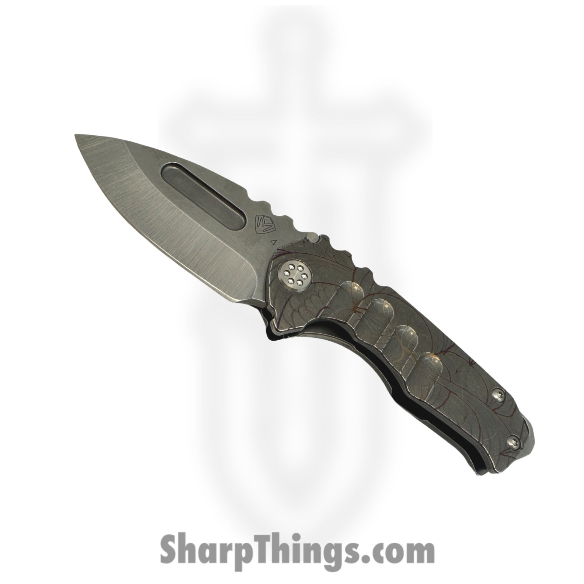 Medford Knife and Tool - MK0294TD-01TM-TSC1-BN - Genesis T "Art Nouveau" - Folding Knife - S45VN Tumbled Drop Point - Titanium - Bronze