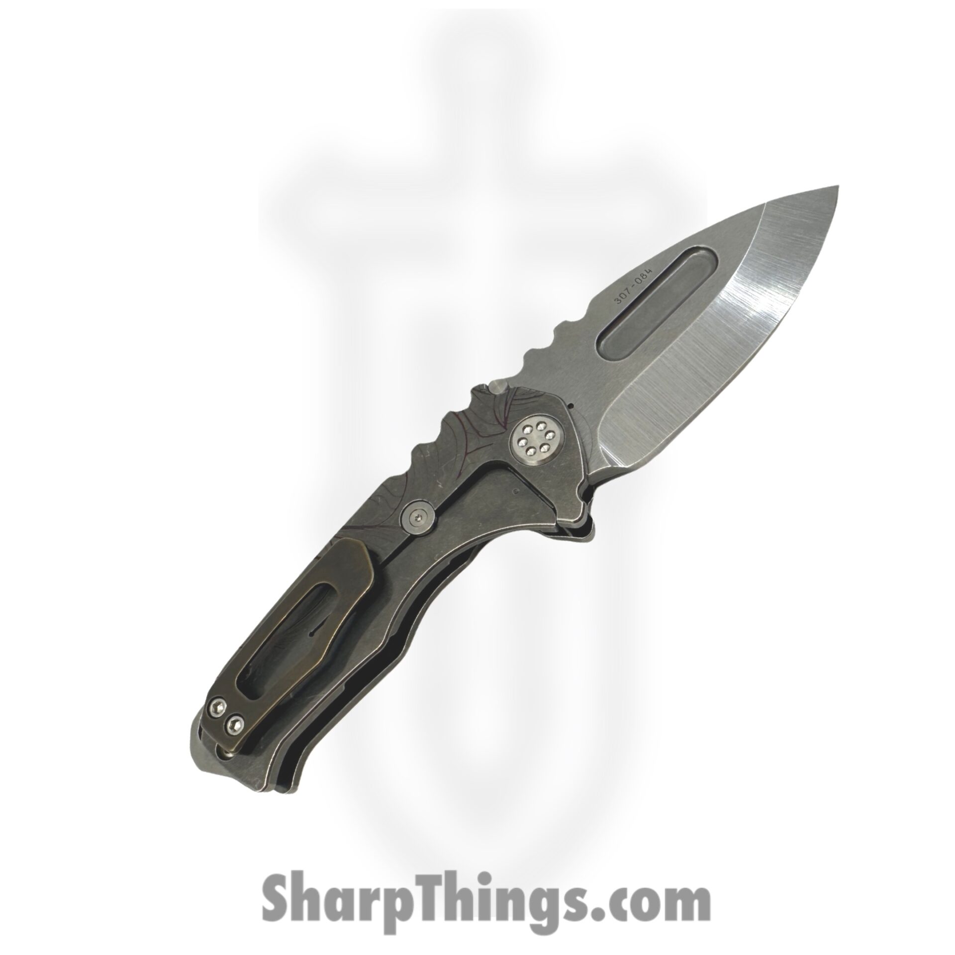 Medford Knife and Tool - MK0294TD-01TM-TSC1-BN - Genesis T "Art Nouveau" - Folding Knife - S45VN Tumbled Drop Point - Titanium - Bronze - Image 2