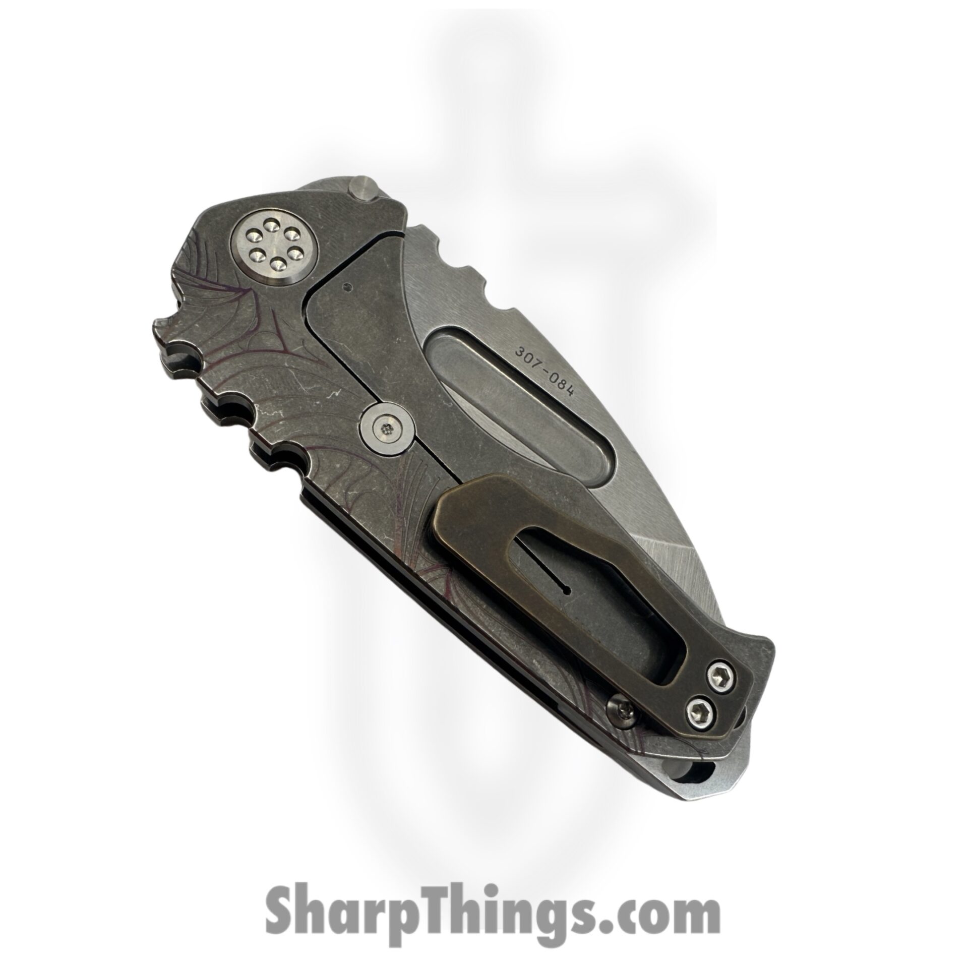 Medford Knife and Tool - MK0294TD-01TM-TSC1-BN - Genesis T "Art Nouveau" - Folding Knife - S45VN Tumbled Drop Point - Titanium - Bronze - Image 3