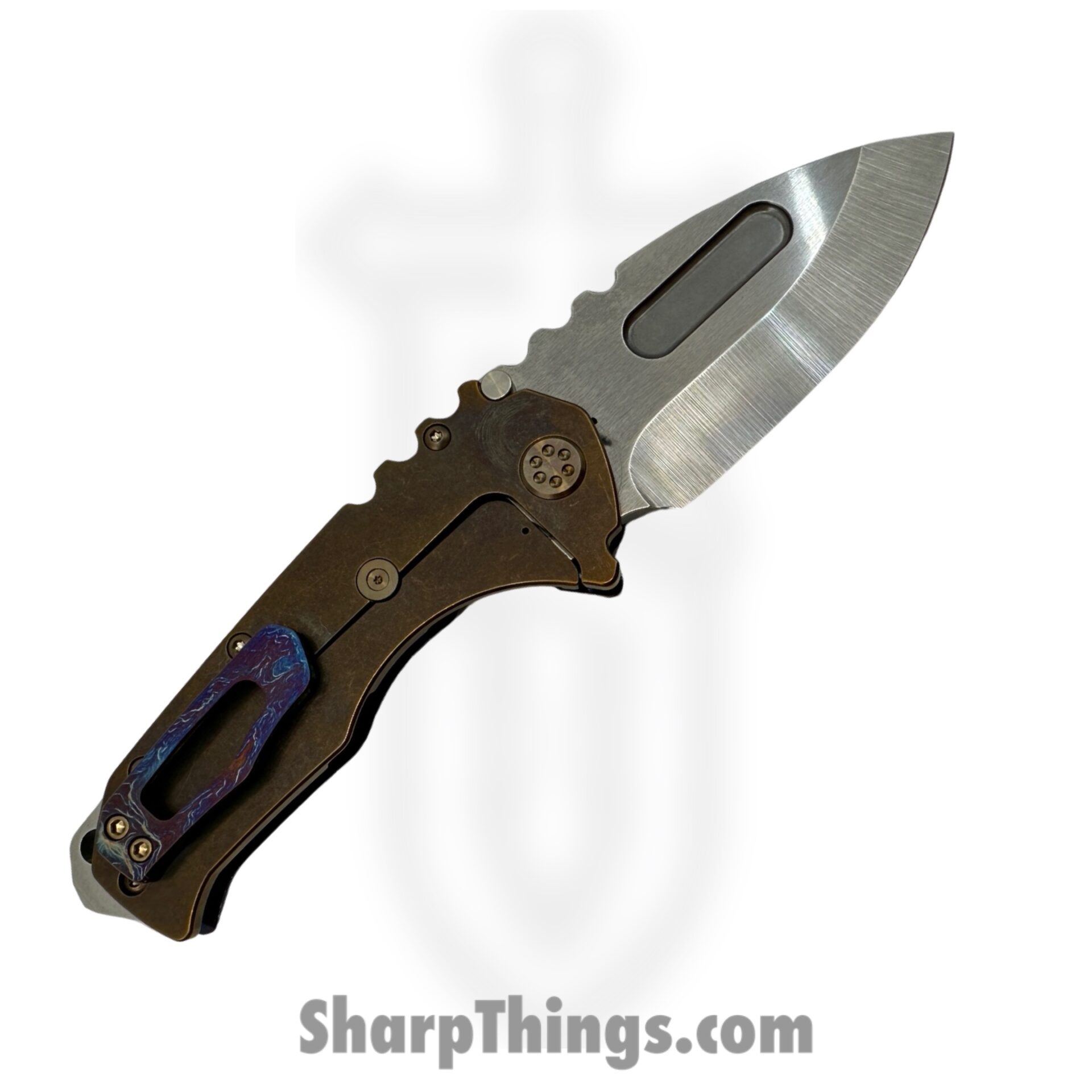Medford Knife and Tool - MK0124TD-03A1-T1CF-BN - Praetorian T - Folding Knife - S45VN Tumbled Drop Point - Titanium - Faced Flamed and Acid Etched - Image 2