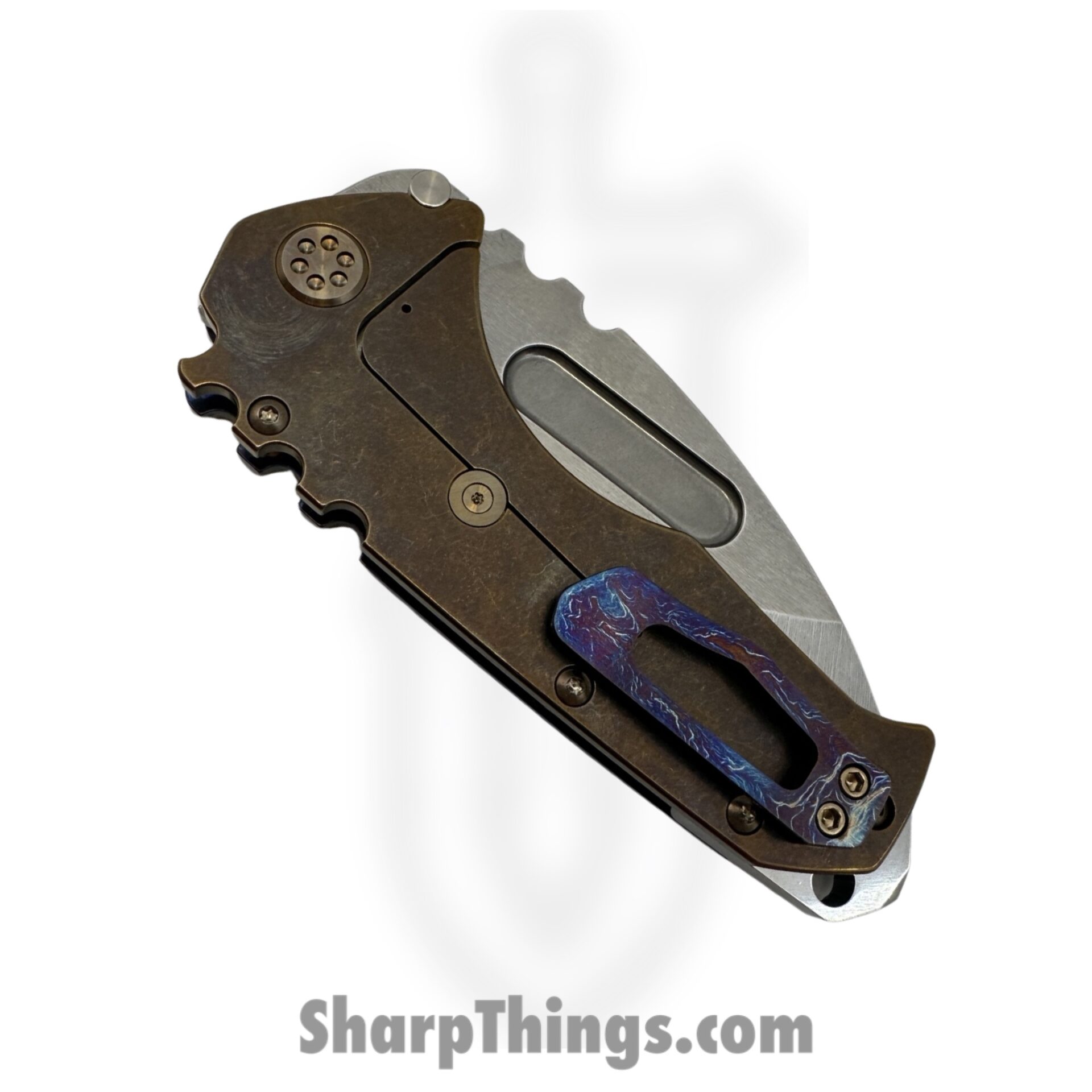 Medford Knife and Tool - MK0124TD-03A1-T1CF-BN - Praetorian T - Folding Knife - S45VN Tumbled Drop Point - Titanium - Faced Flamed and Acid Etched - Image 3