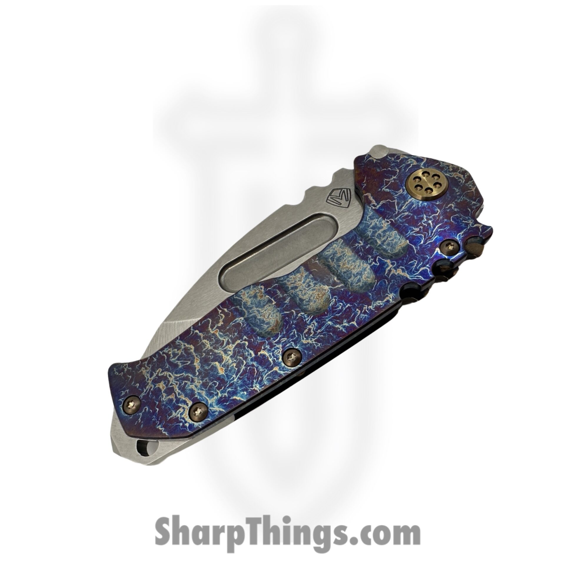 Medford Knife and Tool - MK0124TD-03A1-T1CF-BN - Praetorian T - Folding Knife - S45VN Tumbled Drop Point - Titanium - Faced Flamed and Acid Etched - Image 4