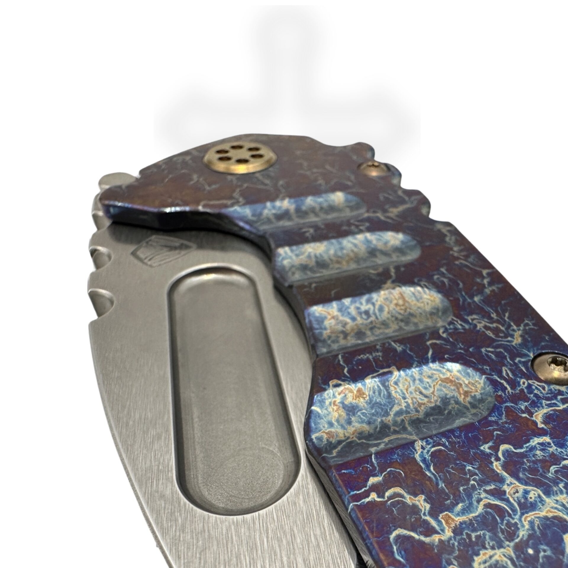 Medford Knife and Tool - MK0124TD-03A1-T1CF-BN - Praetorian T - Folding Knife - S45VN Tumbled Drop Point - Titanium - Faced Flamed and Acid Etched - Image 5