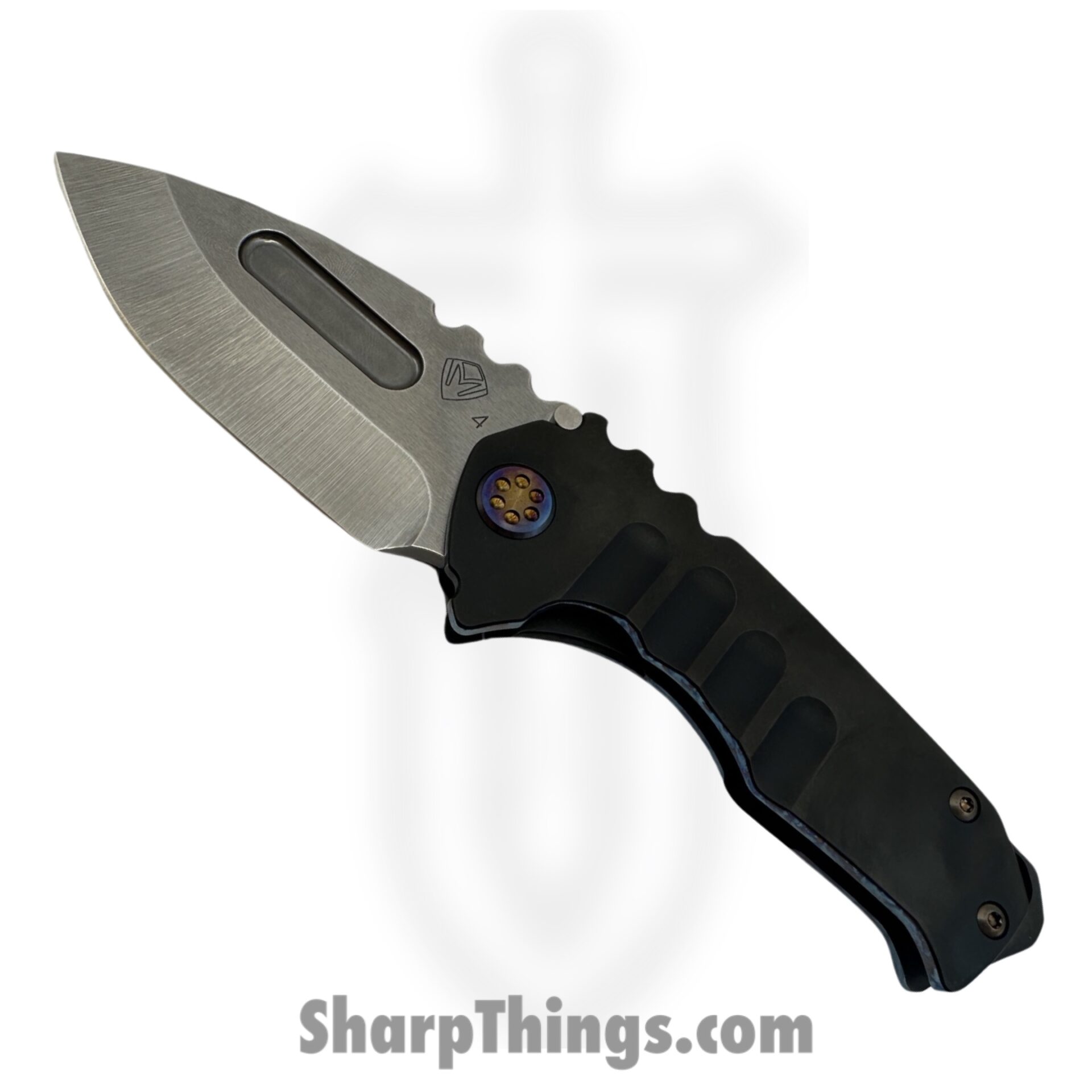 Medford Knife and Tool - MK0294TTD-30PV-TFCF-BP - Genesis T Pen Ano Perimeters - Folding Knife - S45VN Tumbled Drop Point - Titanium - Black
