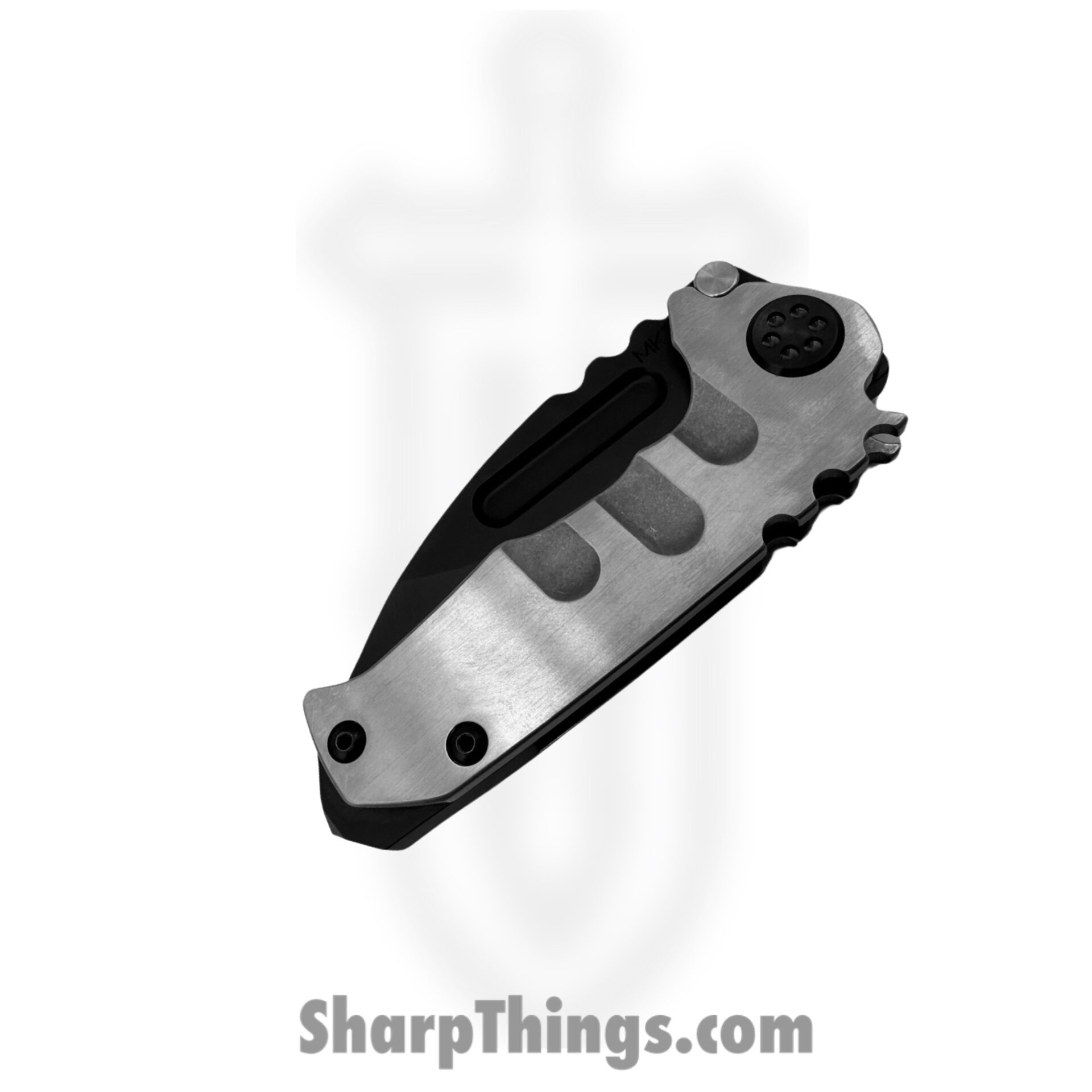 Medford Knife and Tool - MK008SPD-01TM-TPCP-BP - Micro T "Tumbled/Faced Silver" - Folding Knife - S35VN PVD Drop Point - Titanium - Silver - Image 3