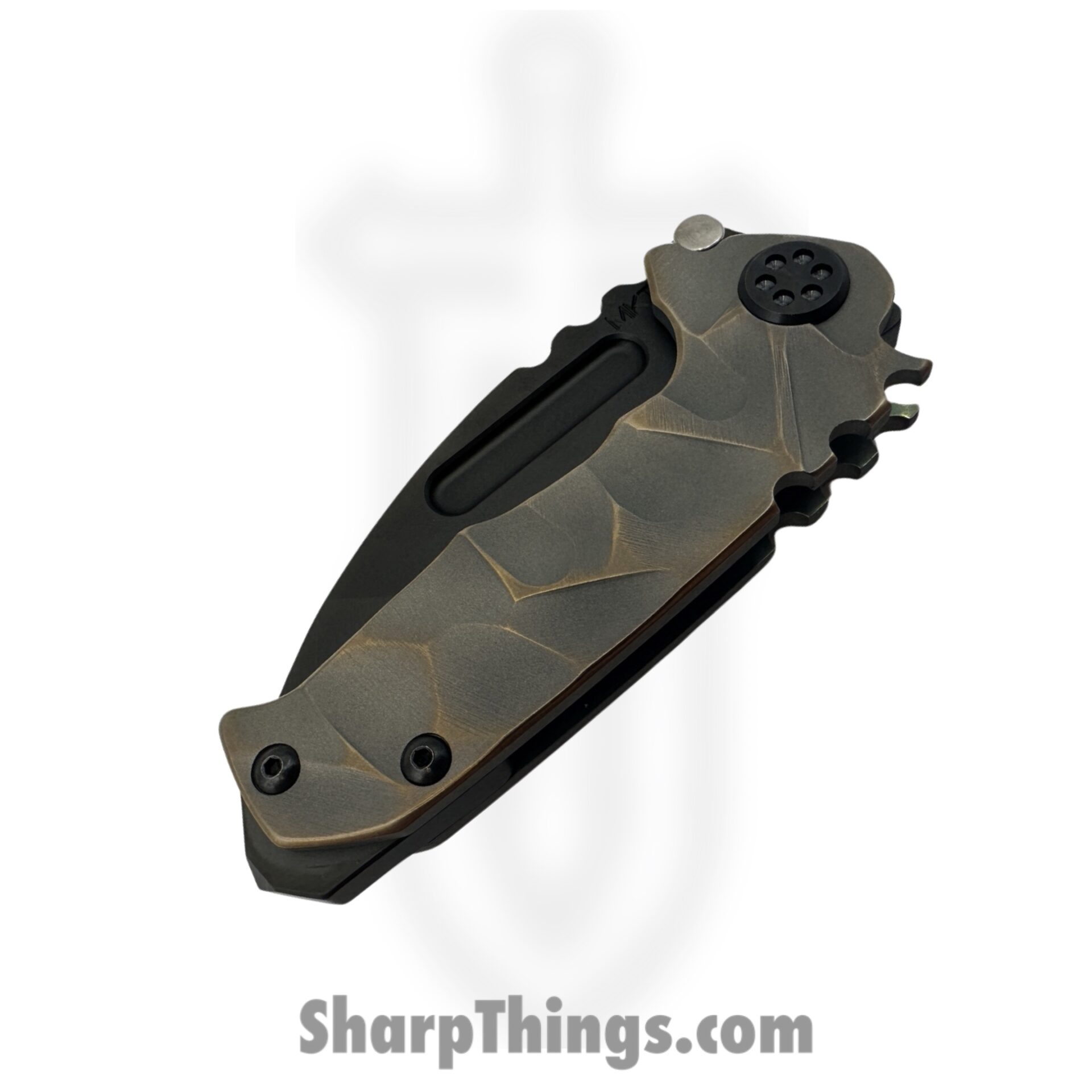 Medford Knife and Tool - MK0084PT-36A1-TPCP-BP - Micro T "Stained Glass" - Folding Knife - S45VN PVD Tanto - Titanium - Bronze - Image 3