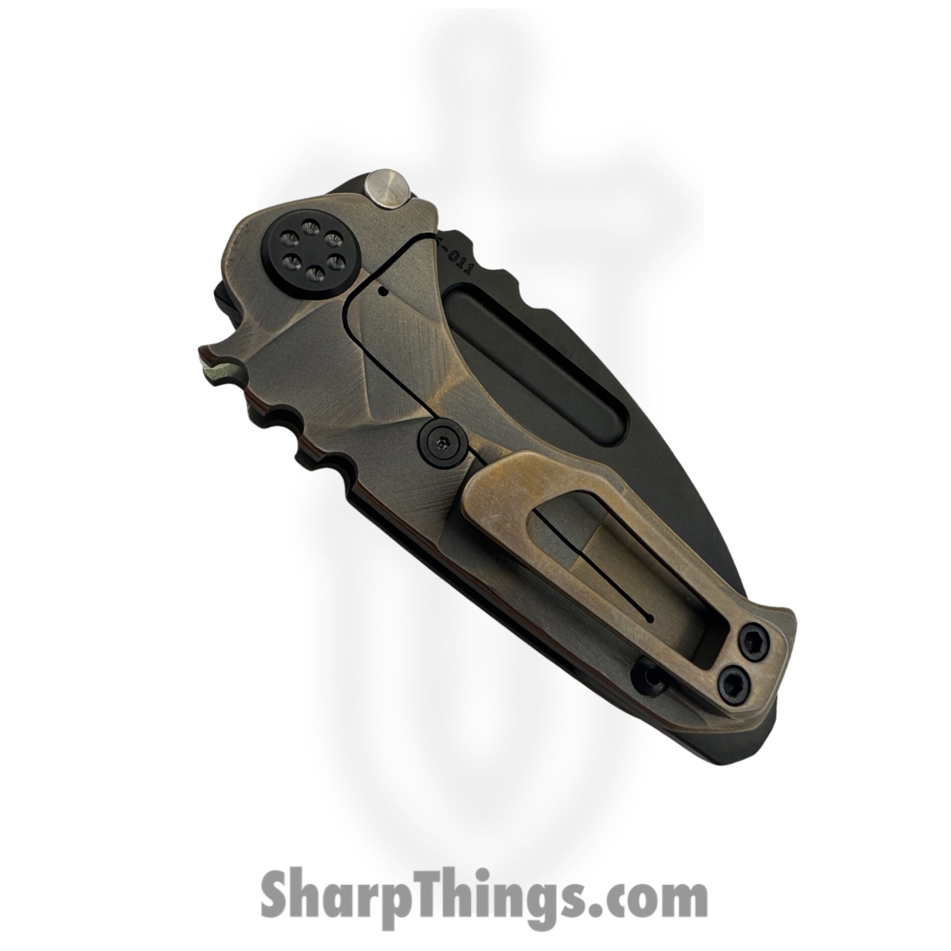 Medford Knife and Tool - MK0084PT-36A1-TPCP-BP - Micro T "Stained Glass" - Folding Knife - S45VN PVD Tanto - Titanium - Bronze - Image 4