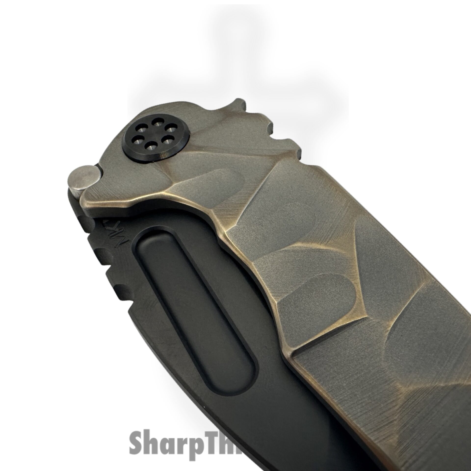Medford Knife and Tool - MK0084PT-36A1-TPCP-BP - Micro T "Stained Glass" - Folding Knife - S45VN PVD Tanto - Titanium - Bronze - Image 5