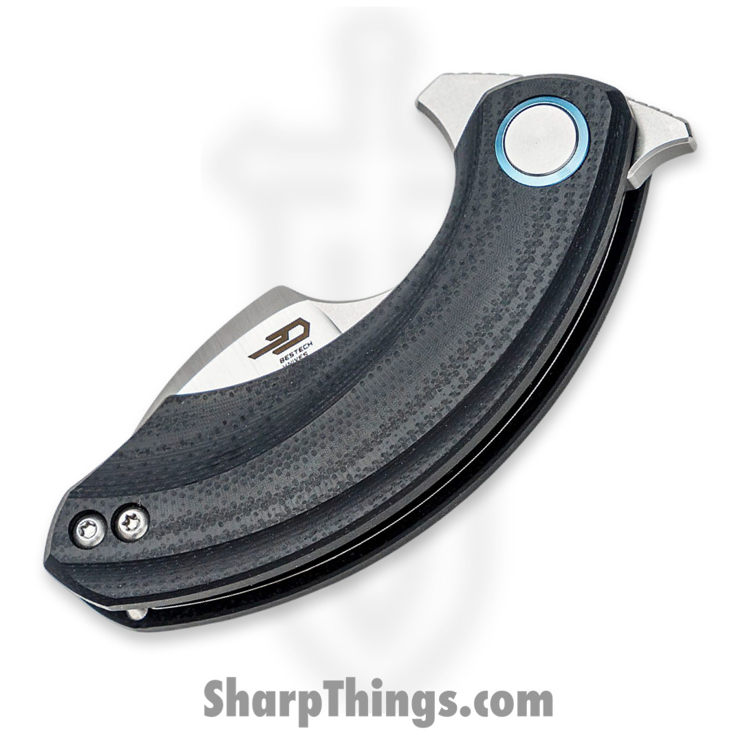 Bestech Knives - BTKG52A1 - Strelit - Folding Knife - 14C28N Satin Stonewash Hawkbill - G 10 - Black - Image 3