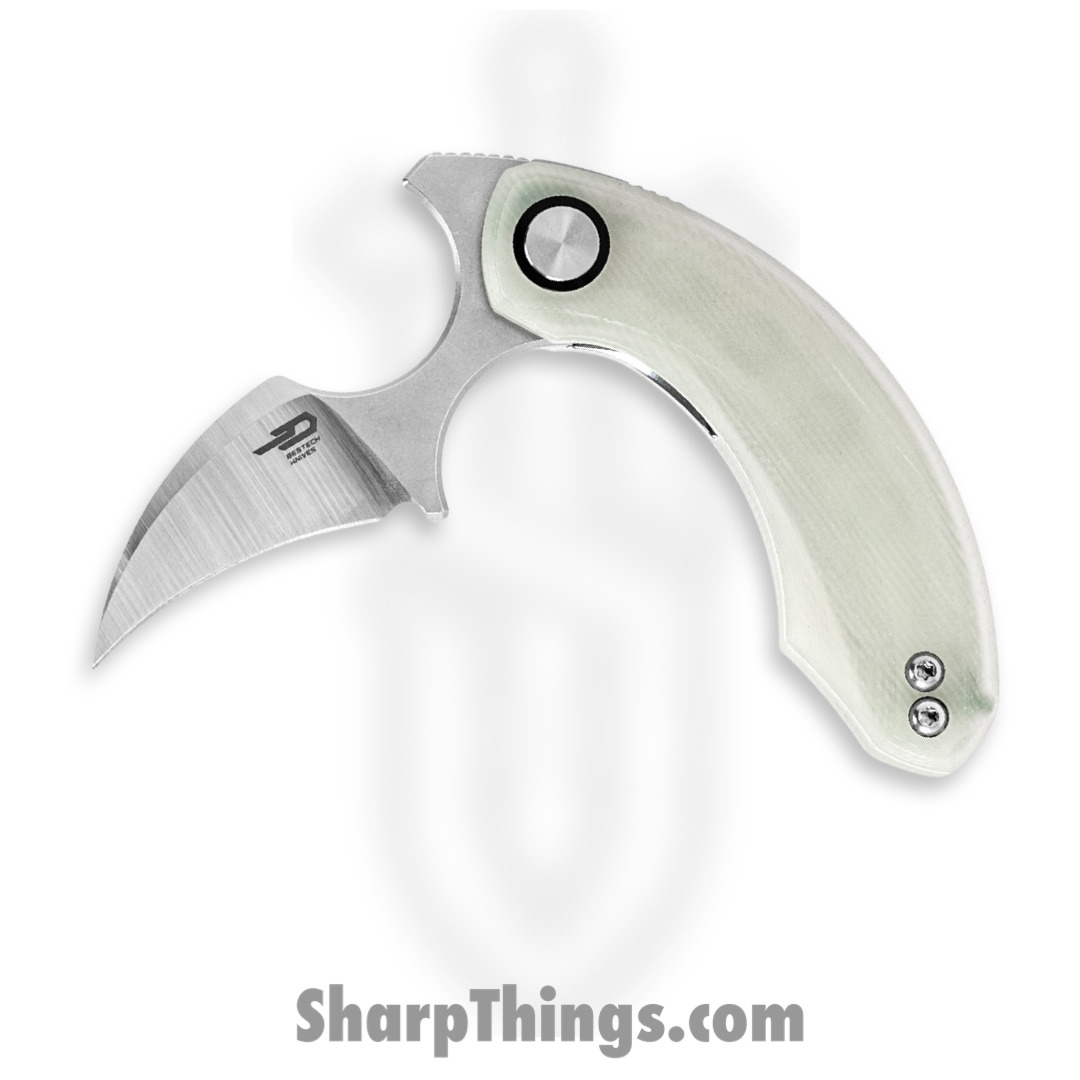 Bestech Knives - BTKG52B1 - Strelit - Folding Knife - 14C28N Satin Stonewash Hawkbill - G 10 - Jade