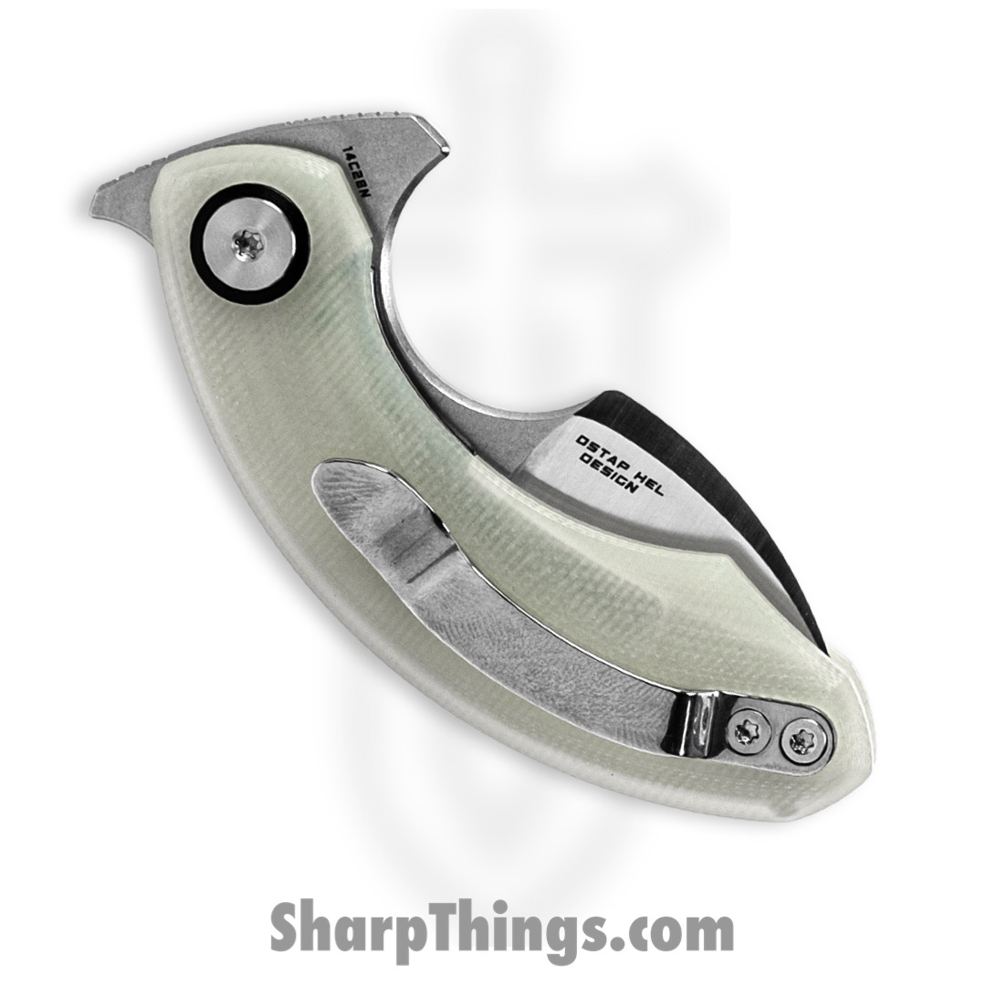 Bestech Knives - BTKG52B1 - Strelit - Folding Knife - 14C28N Satin Stonewash Hawkbill - G 10 - Jade - Image 3