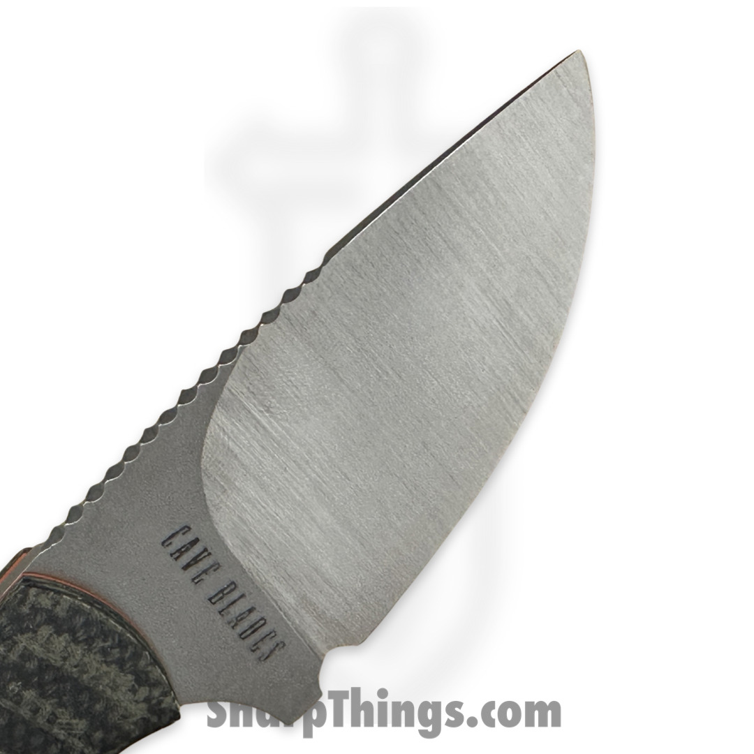 Cave Blades - CBSamDP1023b - Samaritan - Fixed Blade Knife - 154CM Satin Drop Point - Micarta - Gray Green - Image 5