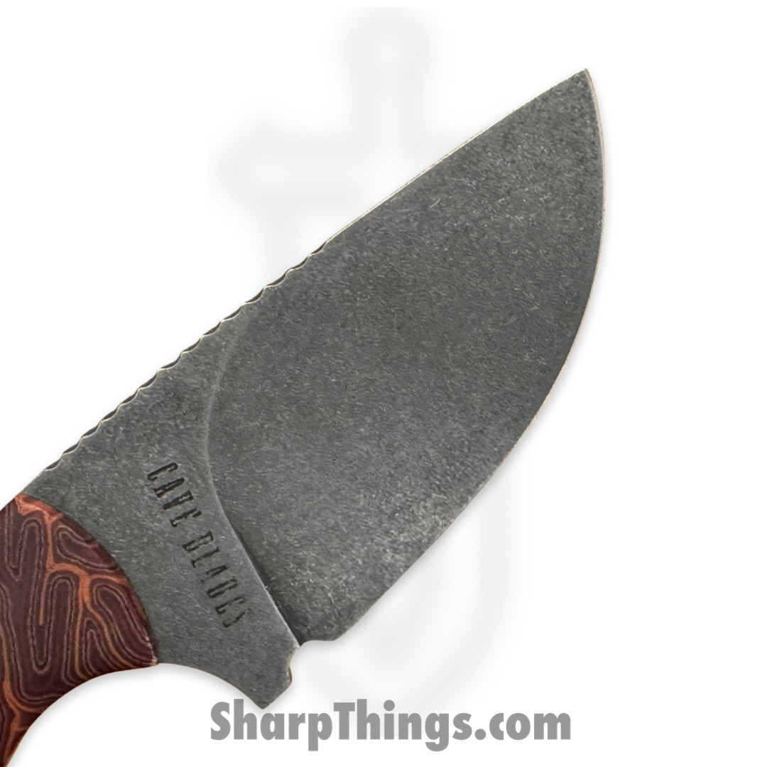Cave Blades - CBSamDP1023a - Samaritan - Fixed Blade Knife - 80CRV2 Acid Wash Drop Point - Crazy Fiber - Red Orange Black - Image 3