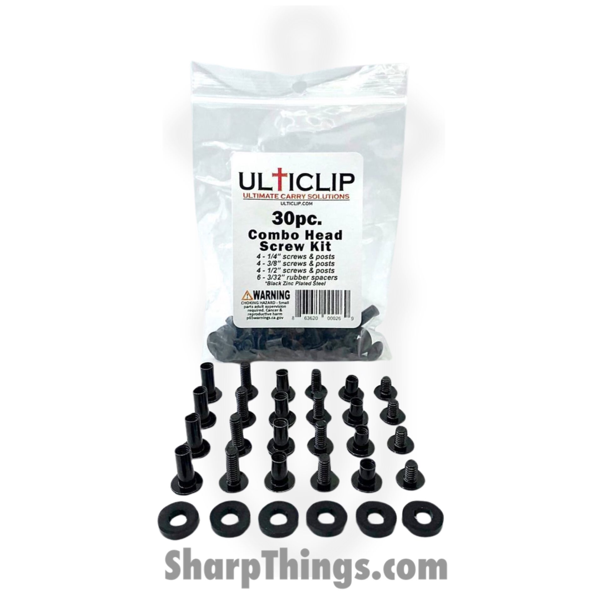 ULTICLIP - DSK30 - 30 Piece Combo Head Screw Kit -Steel - Black