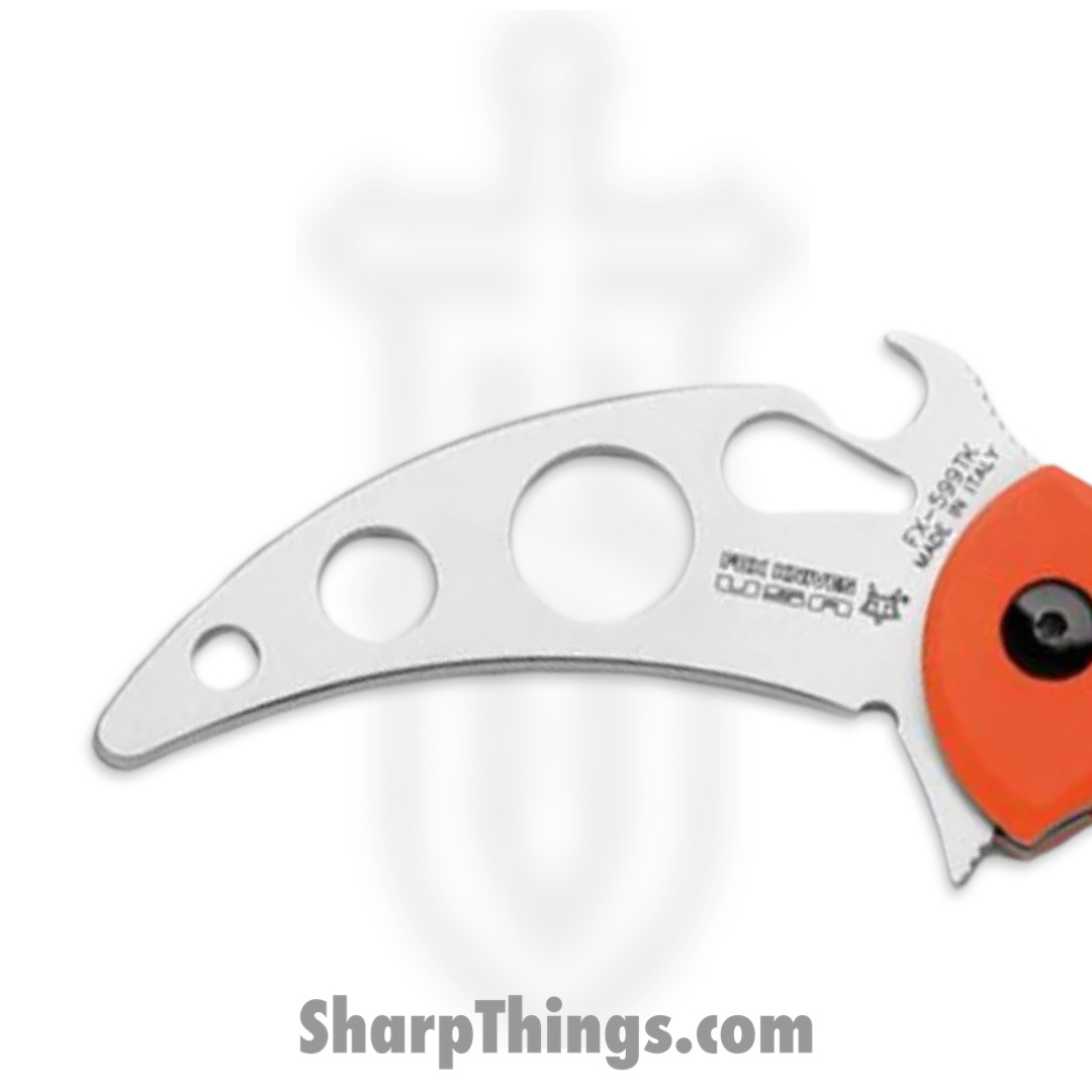 Fox Knives - Fox599TK - Small Karambit Trainer - Folding Knife - 440C Stainless Steel Satin Emerson Wave - G 10 - Orange - Image 2