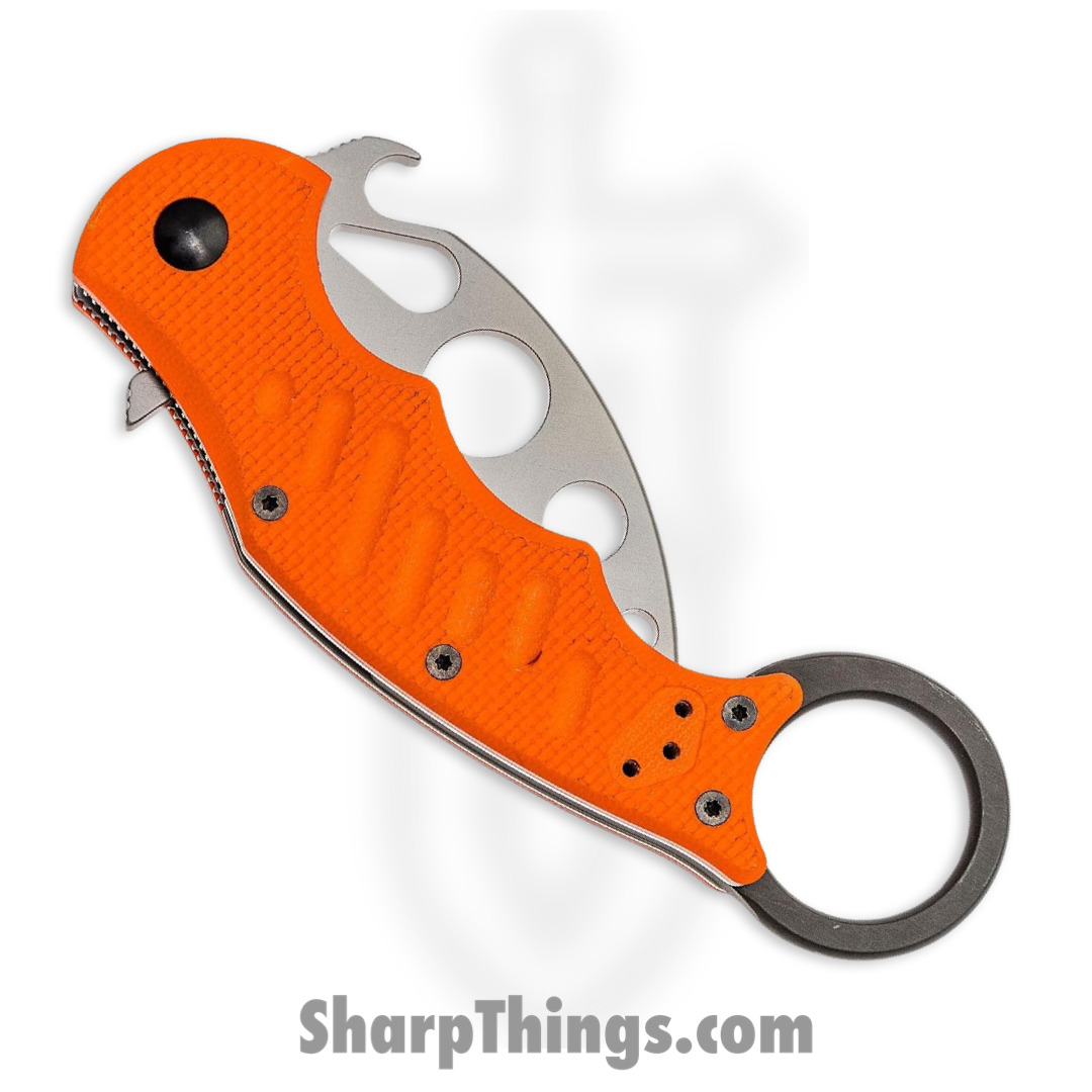 Fox Knives - Fox599TK - Small Karambit Trainer - Folding Knife - 440C Stainless Steel Satin Emerson Wave - G 10 - Orange - Image 4