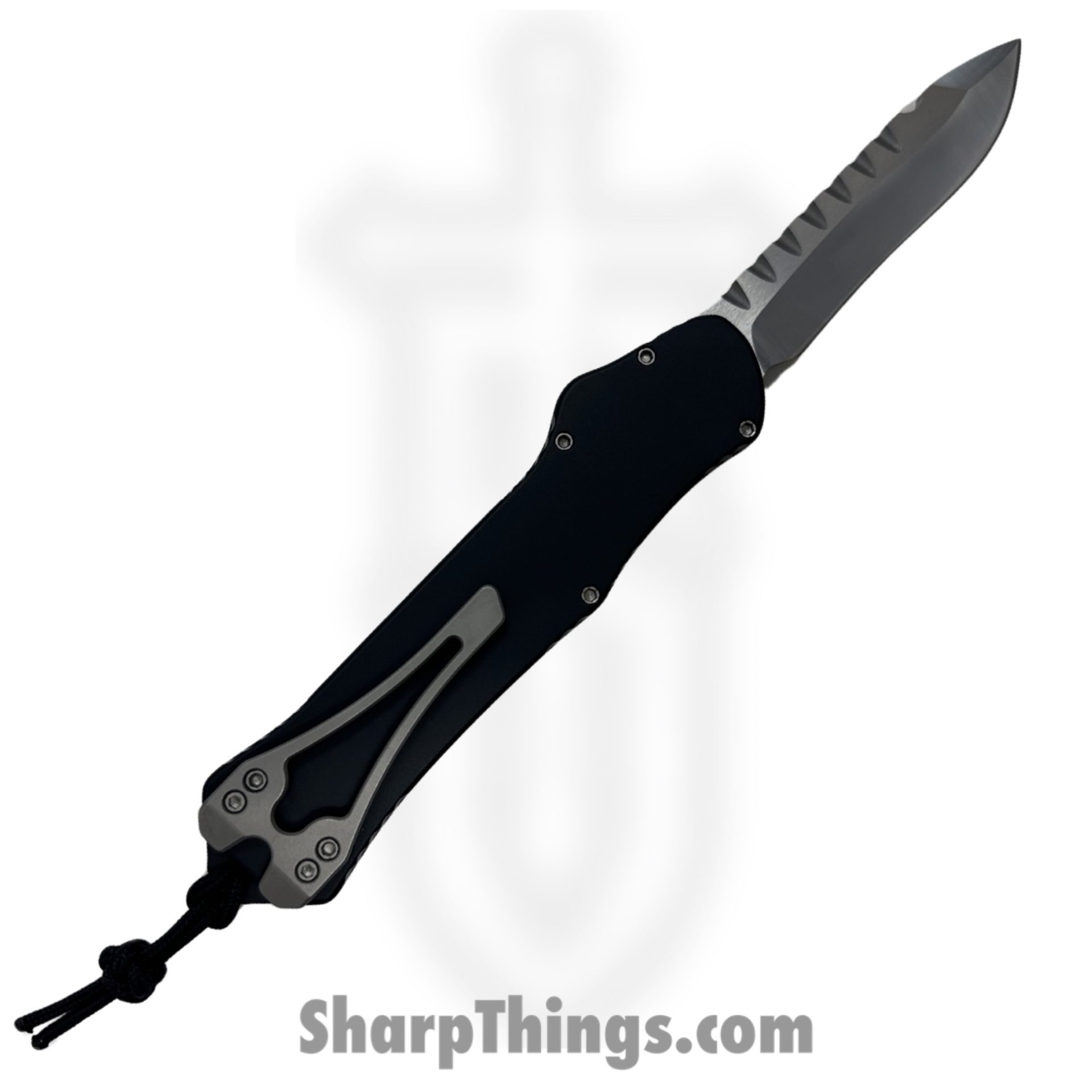 Heretic Knives - H008-1A - Hydra - OTF Auto - CPM Magnacut Satin Recurve - Aluminum - Black - Image 2