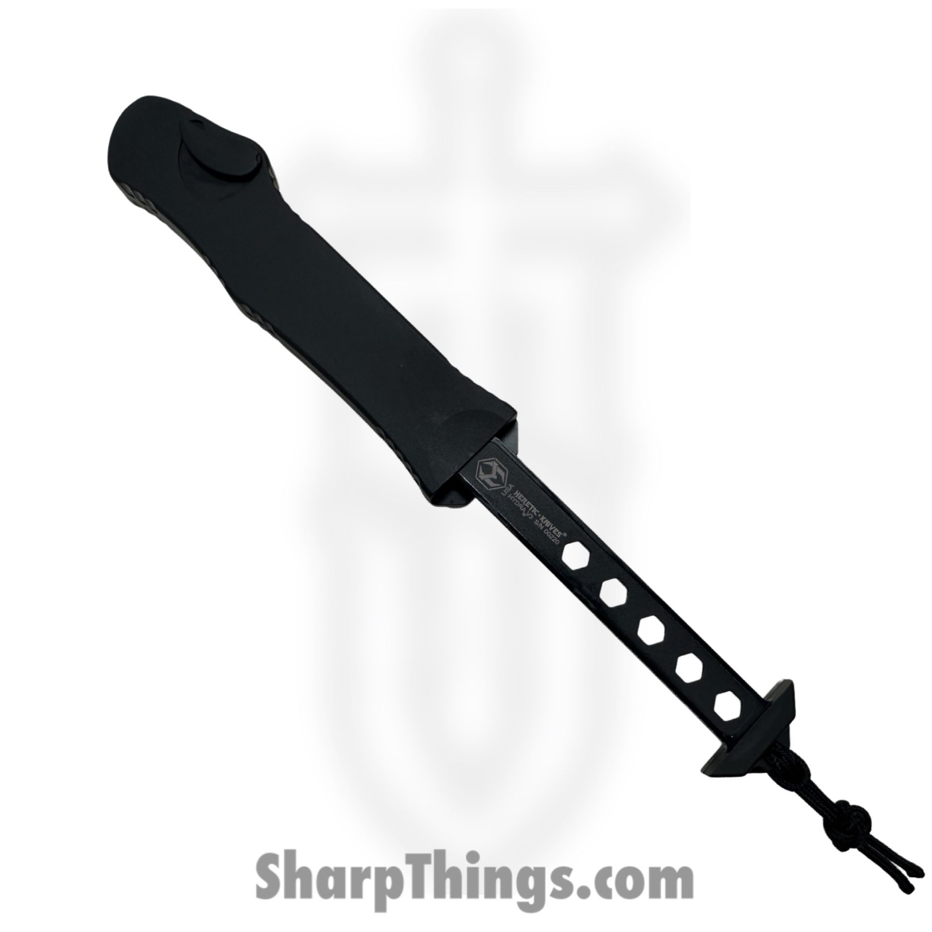 Heretic Knives - H008-1A - Hydra - OTF Auto - CPM Magnacut Satin Recurve - Aluminum - Black - Image 3
