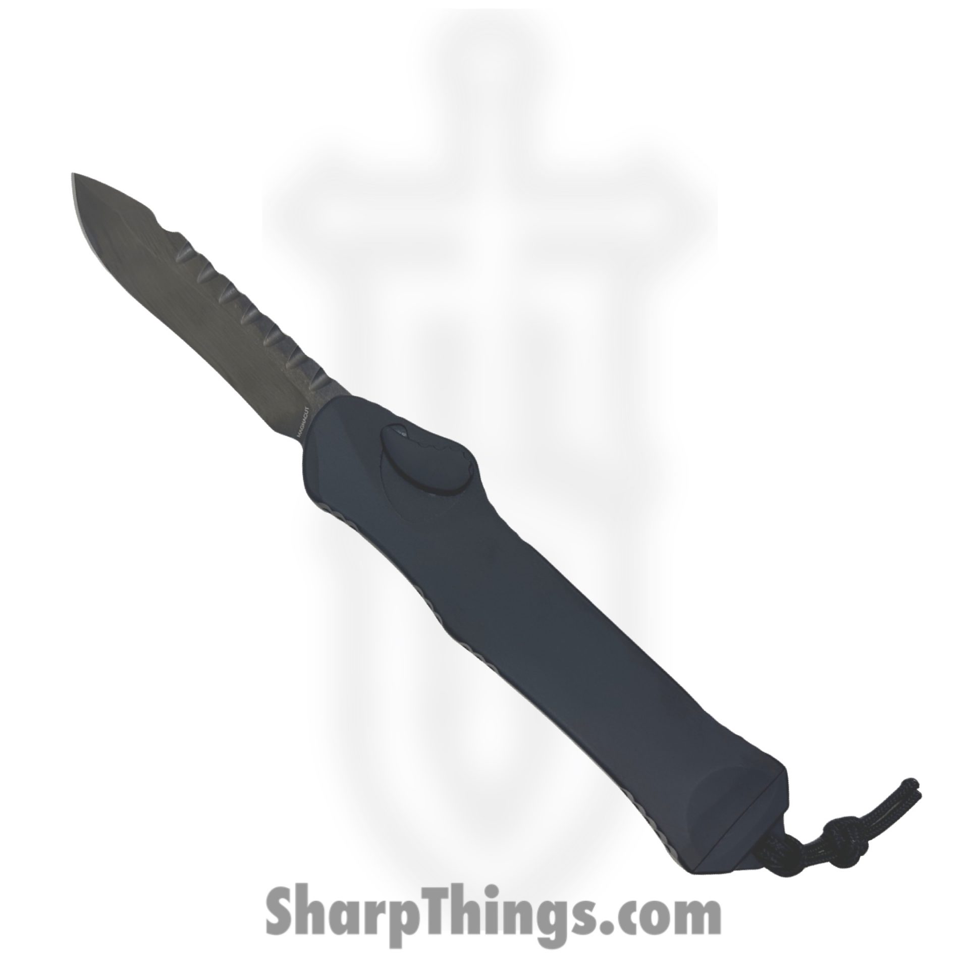 Heretic Knives - H008-6A-T - Hydra Tactical - OTF Auto - CPM Magnacut DLC Recurve - Aluminum - Black