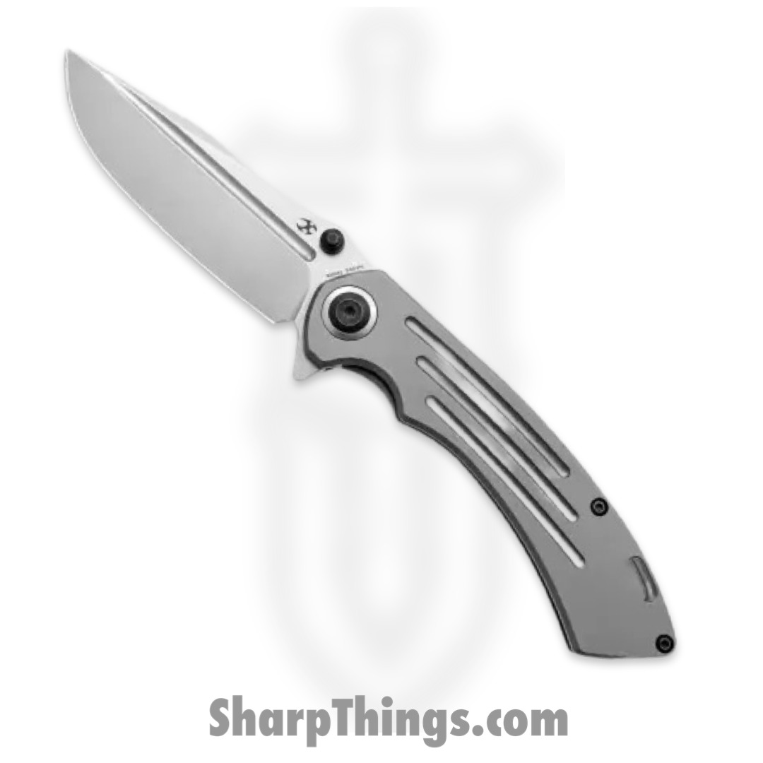 Kansept Knives - K1032A2 - Pretatout Framelock - Folding Knife - CPM S35VN Stonewash Clip Point - Titanium - Gray