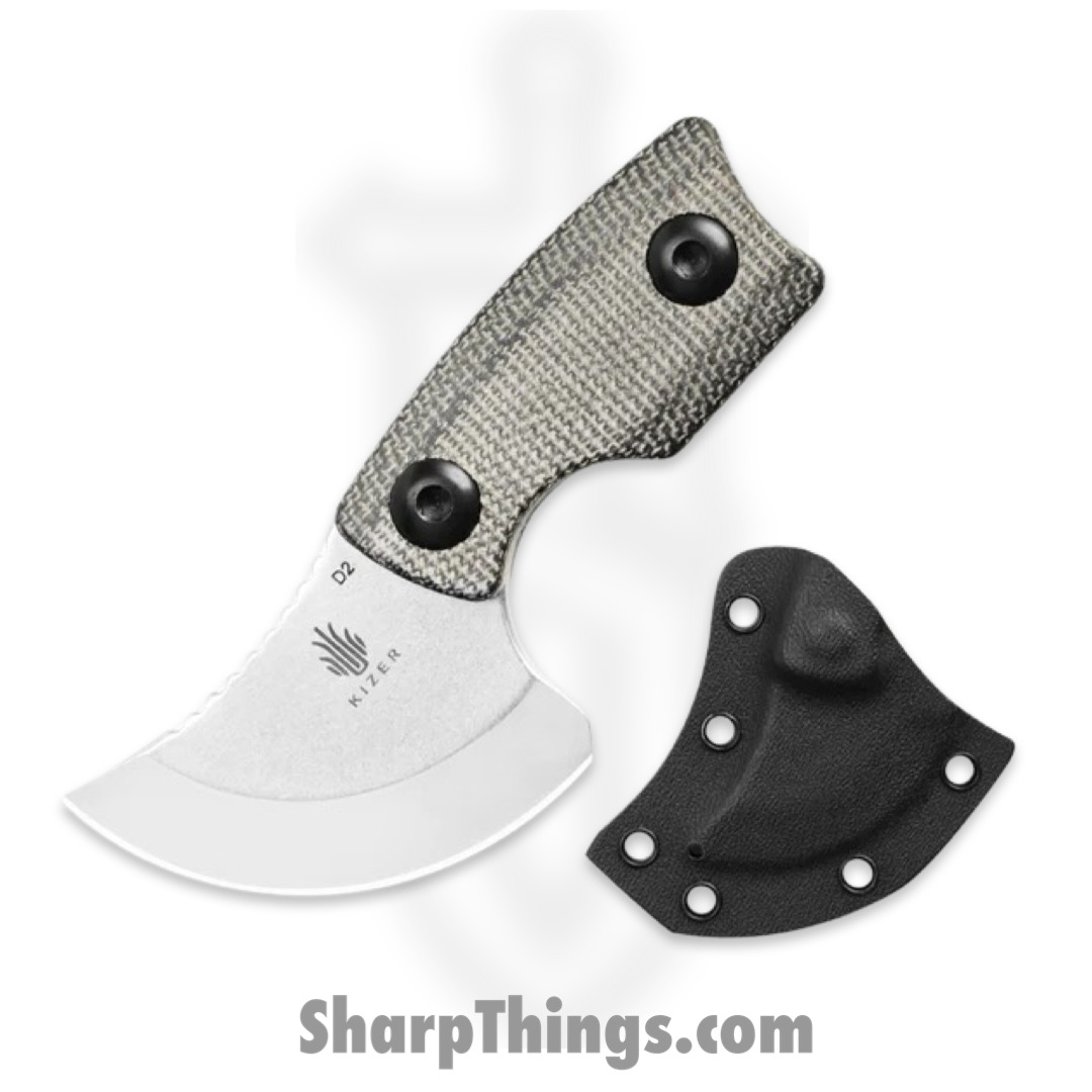 Kizer Cutlery - KI1051A1 - Rocker - Fixed Blade Knife - D2 Satin - Micarta - Black
