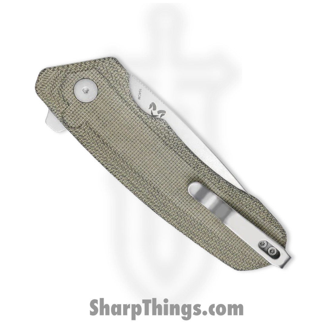 Kizer Cutlery - KIV4602C2 - Mad Tanto - Folding Knife - 154CM Stonewash Tanto - Micarta - Green - Image 4