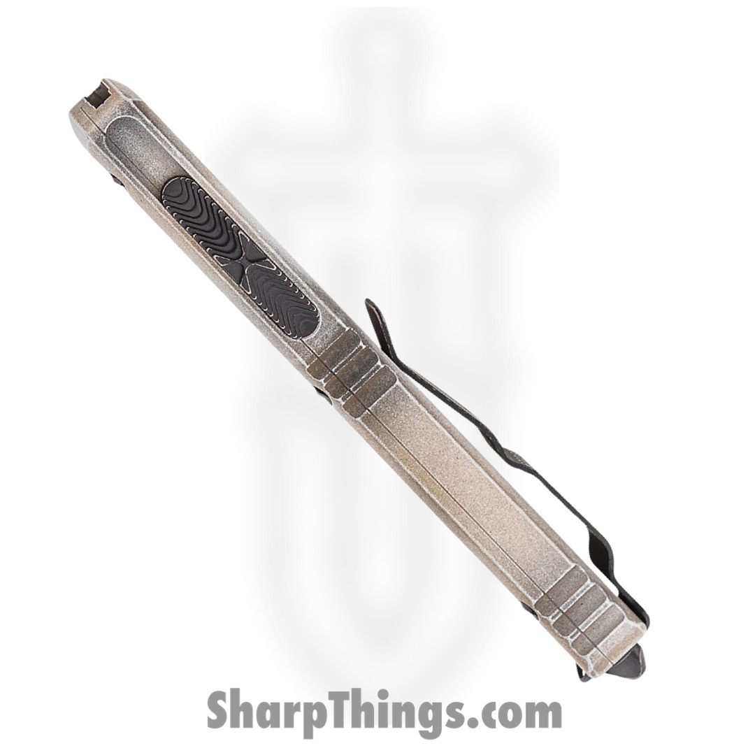 Microtech - 121-1SAD - Ultratech Sandtrooper - OTF Auto - M390 Cerakote Drop Point - 6061-T6 Aluminum - White Sandtrooper Mil-Spec Hard Coat Anodizing - Image 5