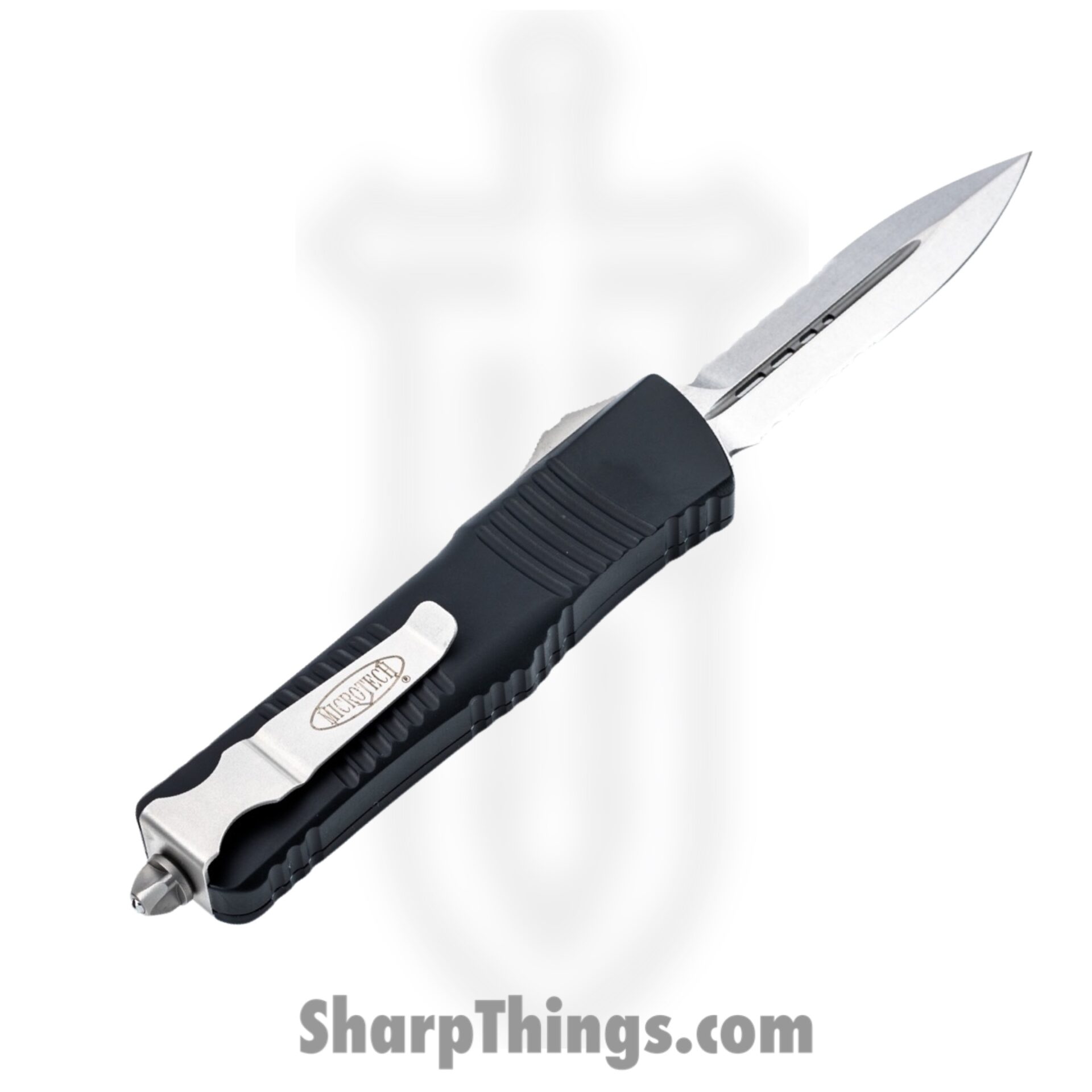 Microtech - 142-11 - Combat Troodon D/E P/S - OTF Auto - Bohler Elmax, M390, or 204P Stonewash Dagger - 6061-T6 Aluminum - Black - Image 2