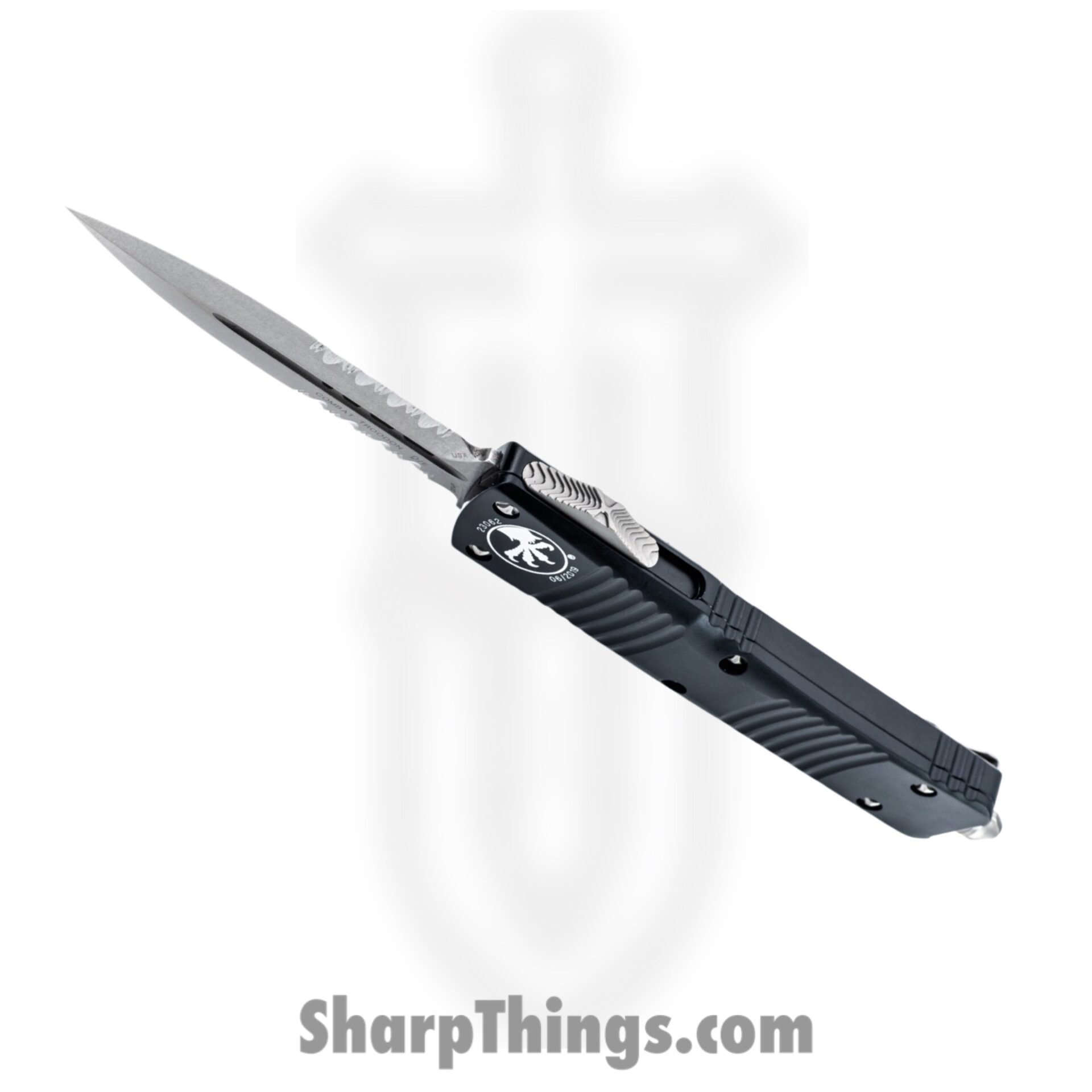 Microtech - 142-11 - Combat Troodon D/E P/S - OTF Auto - Bohler Elmax, M390, or 204P Stonewash Dagger - 6061-T6 Aluminum - Black - Image 5