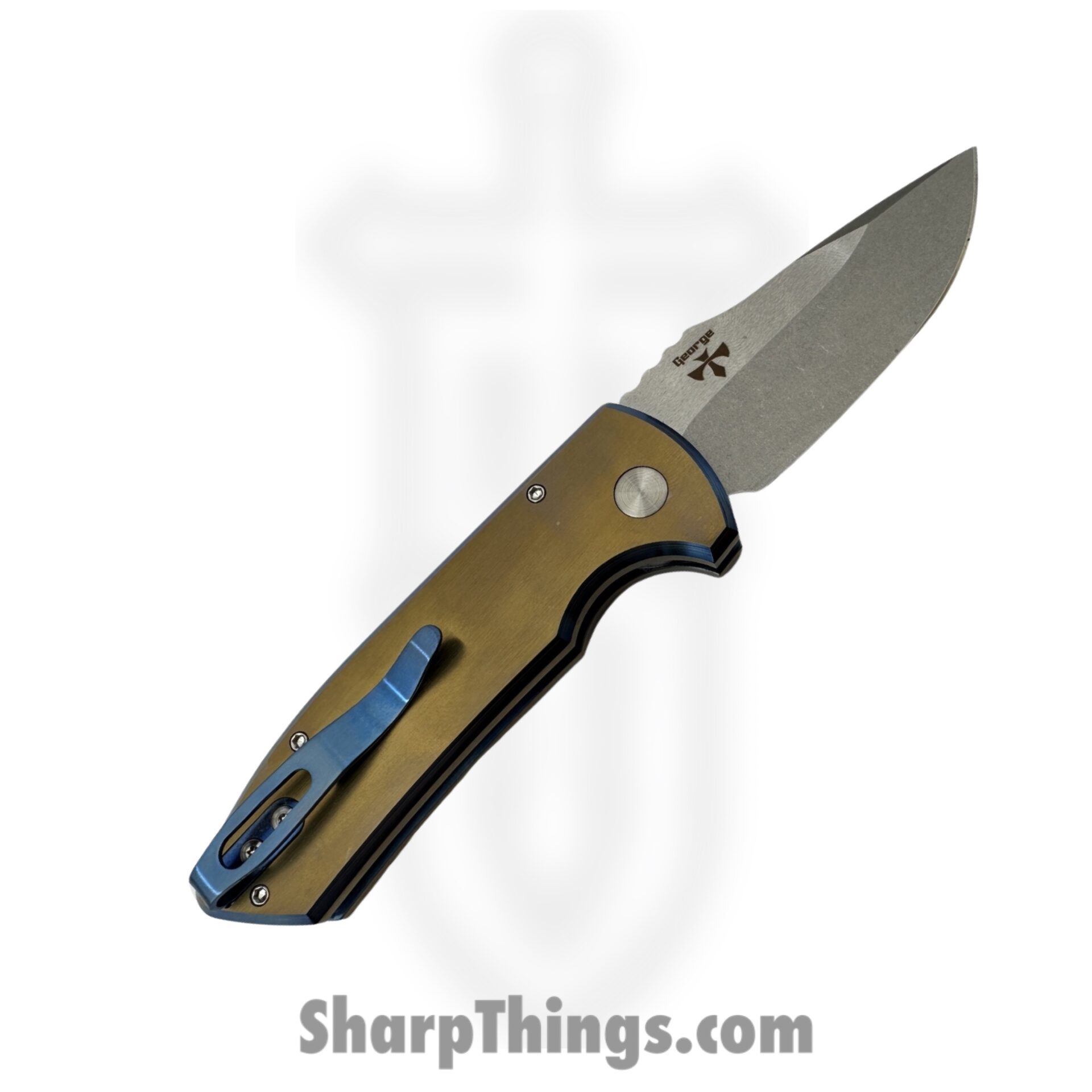 ProTech - 2023 SBR Custom 006 - SBR Custom Titanium Auto - Automatic Knife - S35VN Stonewash - Knurled Titanium - Blue|Bronze - Image 2