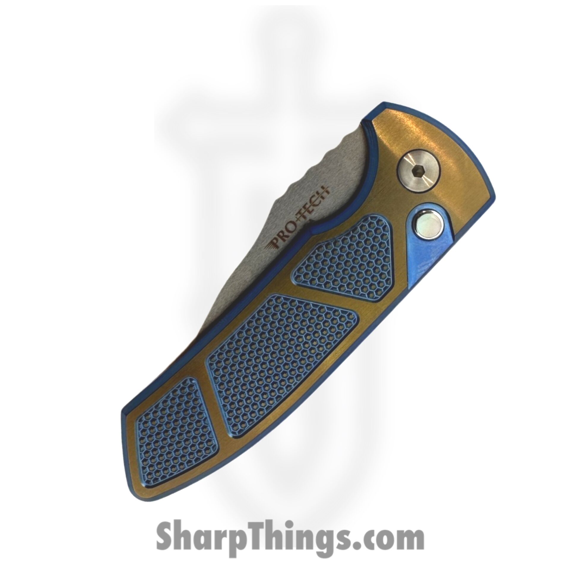 ProTech - 2023 SBR Custom 006 - SBR Custom Titanium Auto - Automatic Knife - S35VN Stonewash - Knurled Titanium - Blue|Bronze - Image 5