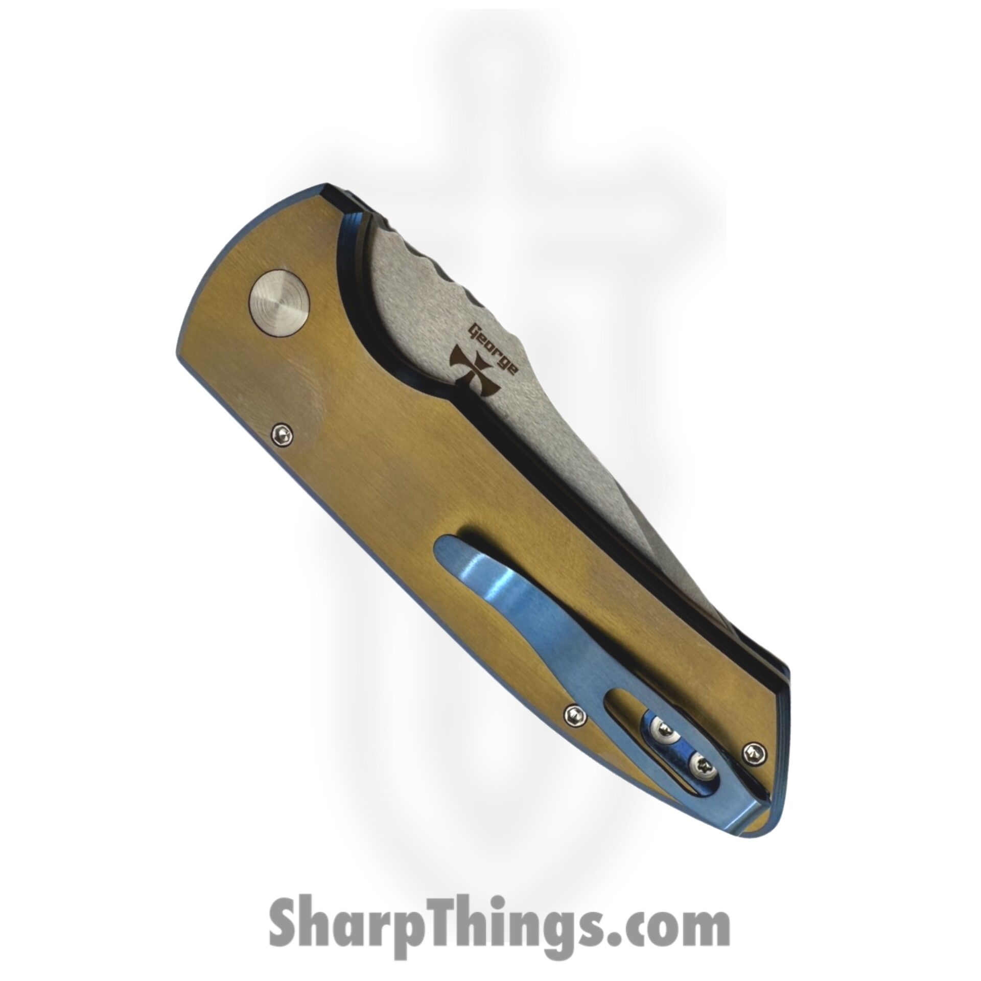 ProTech - 2023 SBR Custom 006 - SBR Custom Titanium Auto - Automatic Knife - S35VN Stonewash - Knurled Titanium - Blue|Bronze - Image 6