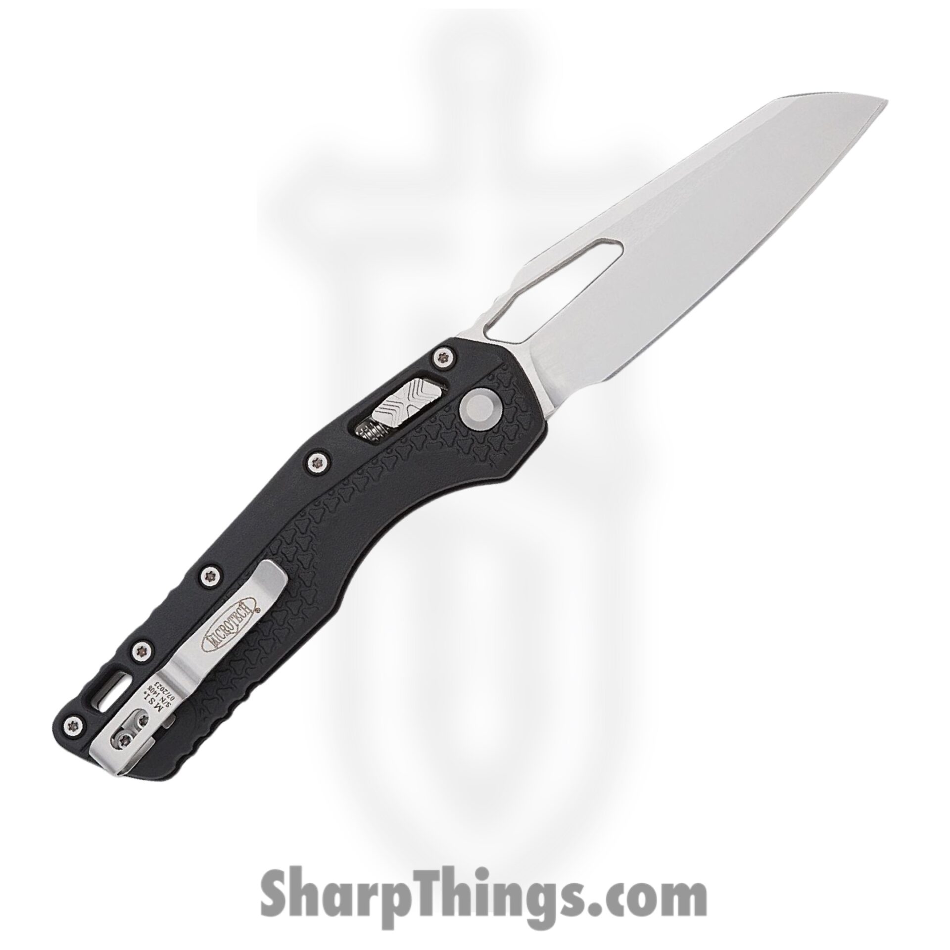 Microtech - 210T-10PMBK - MSI S/E - Folding Knife - M390MK Stonewash Sheepsfoot - Tri-Grip Injection Molded - Black - Image 2