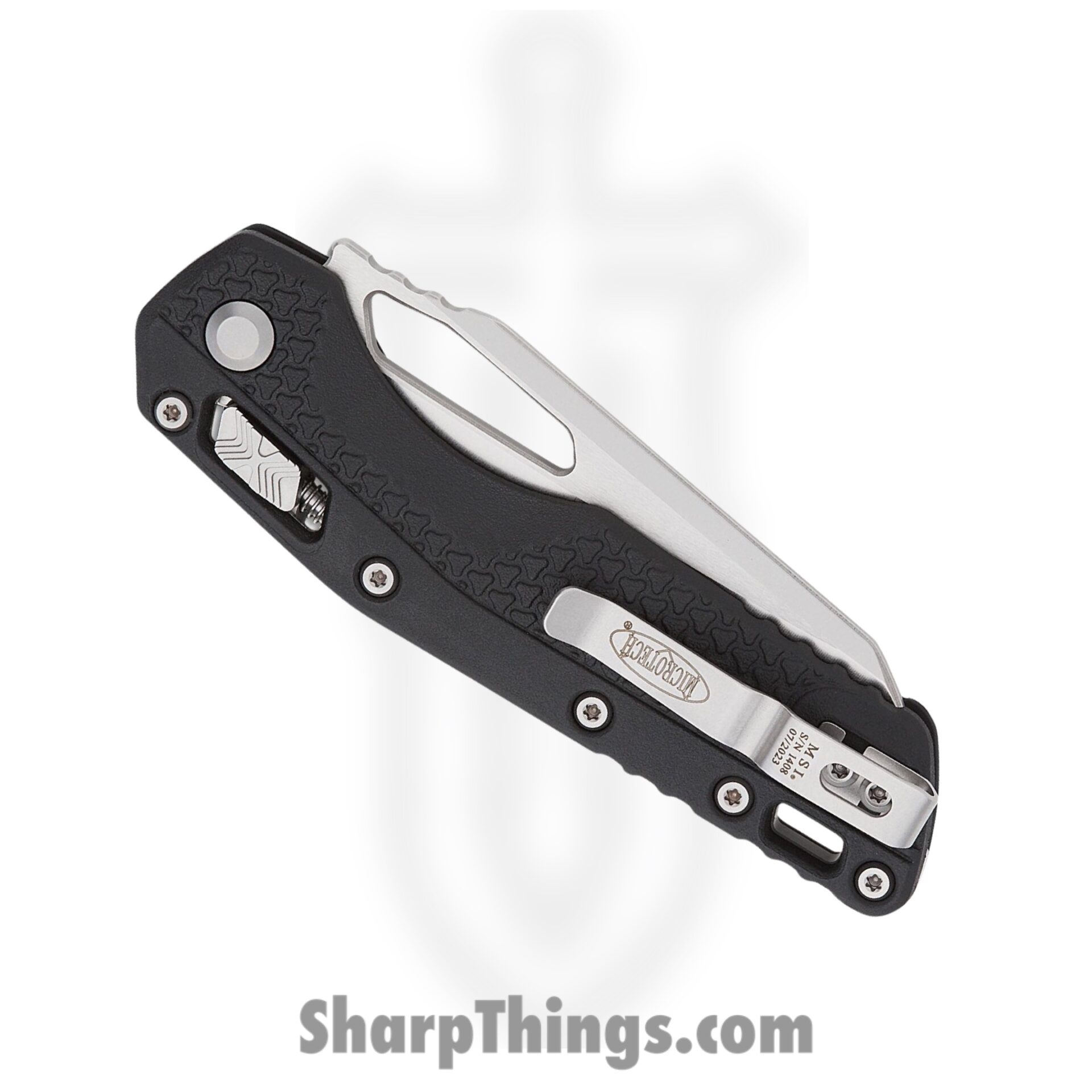 Microtech - 210T-10PMBK - MSI S/E - Folding Knife - M390MK Stonewash Sheepsfoot - Tri-Grip Injection Molded - Black - Image 4