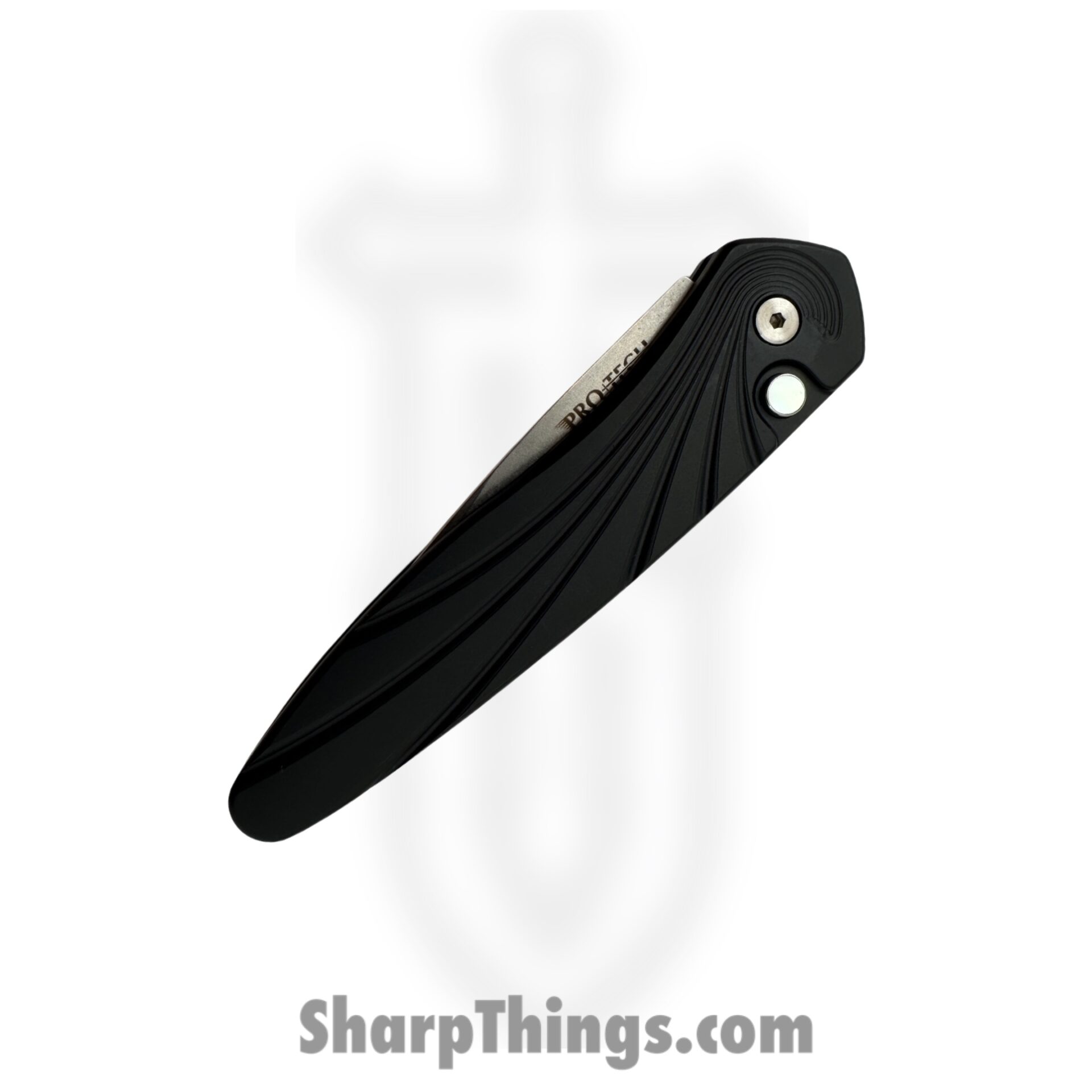 ProTech - 3436 - Newport - Automatic Knife - S35VN Stonewash Spear Point - 6061-T6 Aluminum 3D Wave Pattern - Black - Image 5